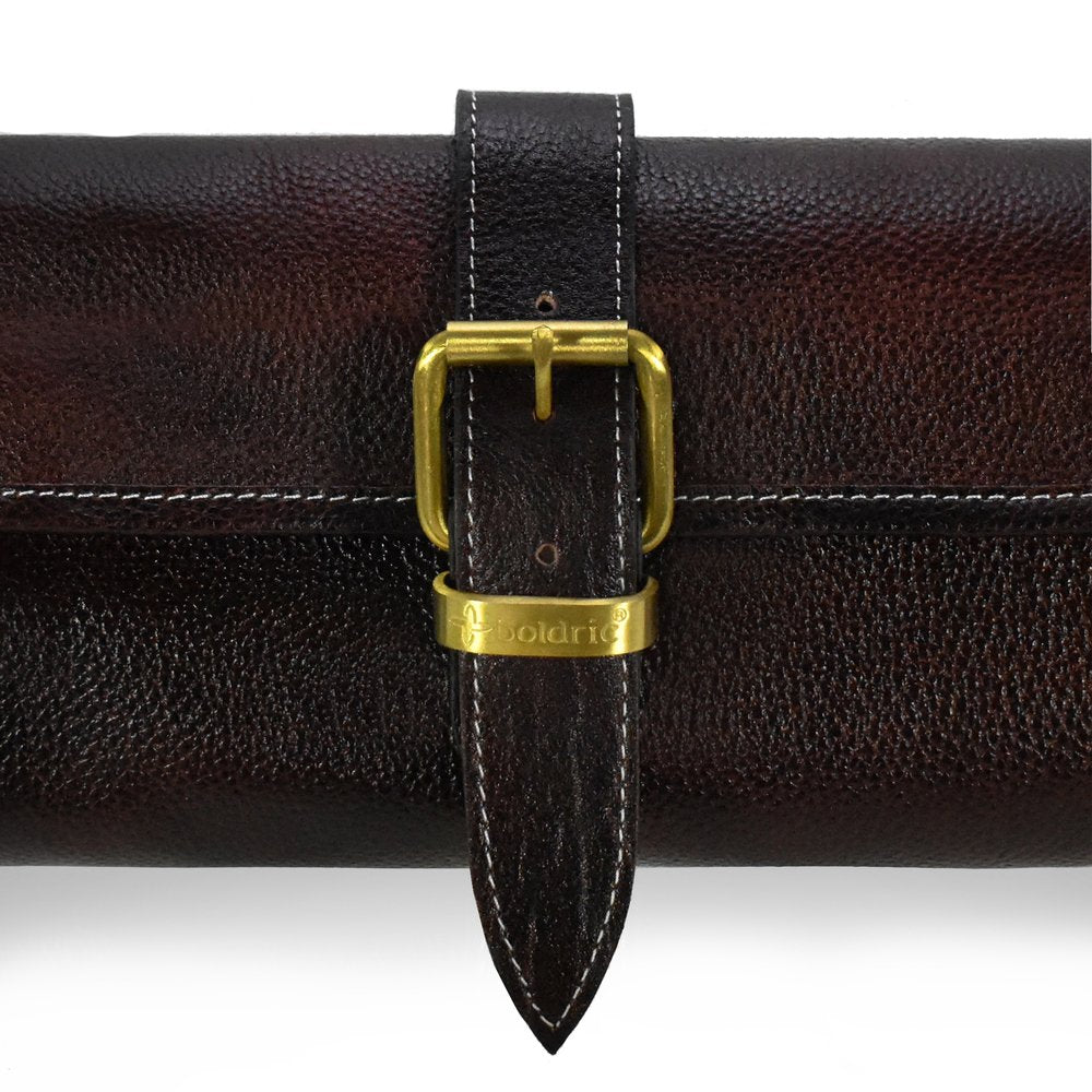 Boldric BOLB123 8-Pocket Leather Knife Roll Case with Buckle Closure - Perfect for Chefs, Butchers & Outdoor Enthusiasts