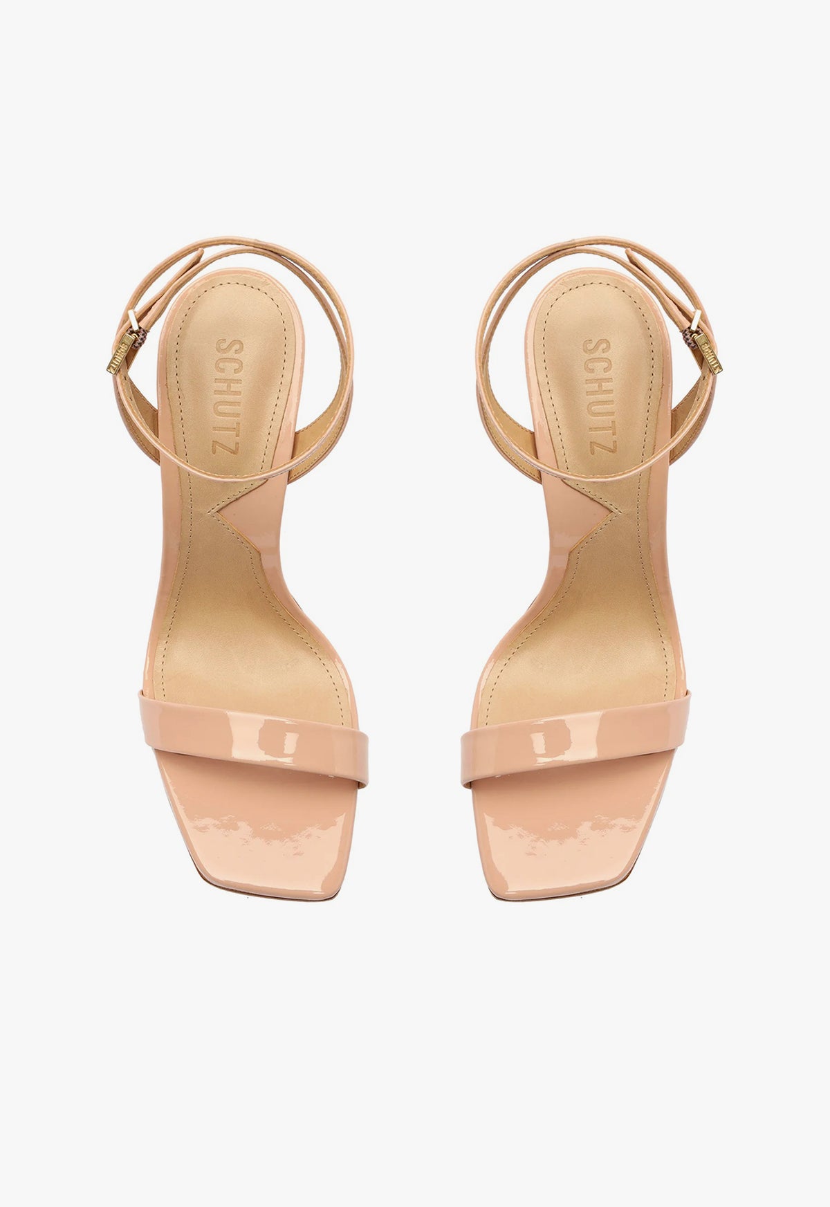Filipa Patent Leather Sandals with 3.9-Inch High Heel - Women's Beige Dressy Open-Toe Shoes for Weddings, Parties & Evening Events