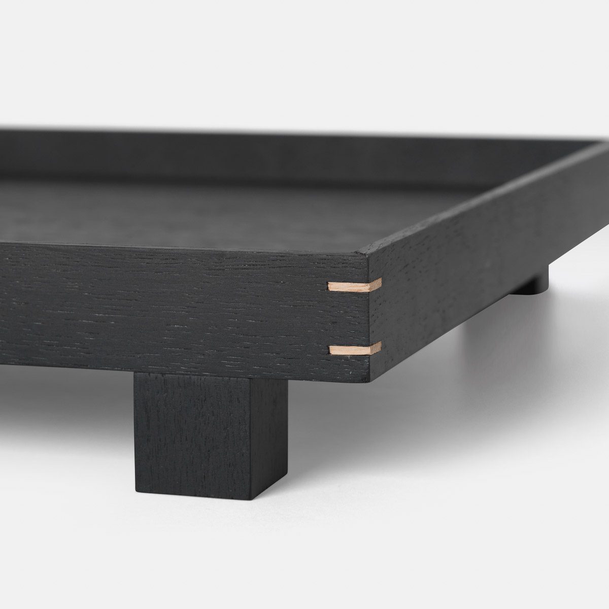 FERM LIVING Bon Wooden Tray - Black Stained Oak Wood Serving Tray with Handles, 2 Size Options for Dining Table, Coffee Table, or Bedside Organization