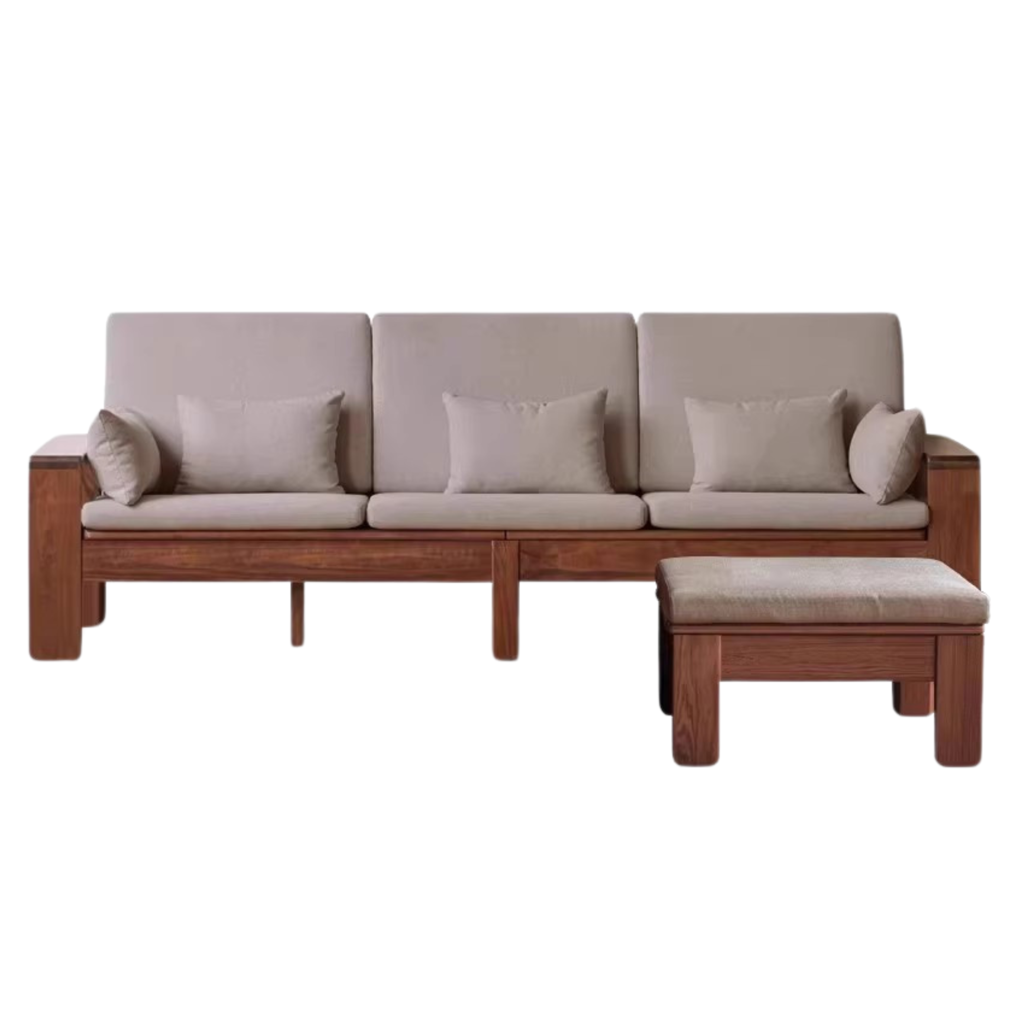 Premium Black Walnut Solid Wood Fabric Sofa - Modern Nordic Style 2-in-1 Convertible Sofa Bed for Living Room & Guest Room | Durable & Stylish Home Furniture