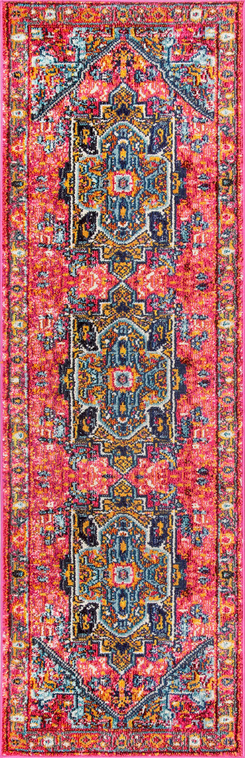 Cartouche Medallion Rug in Pink - Elegant Vintage Persian Style Area Rug for Living Room, Bedroom & Dining Room Decor
