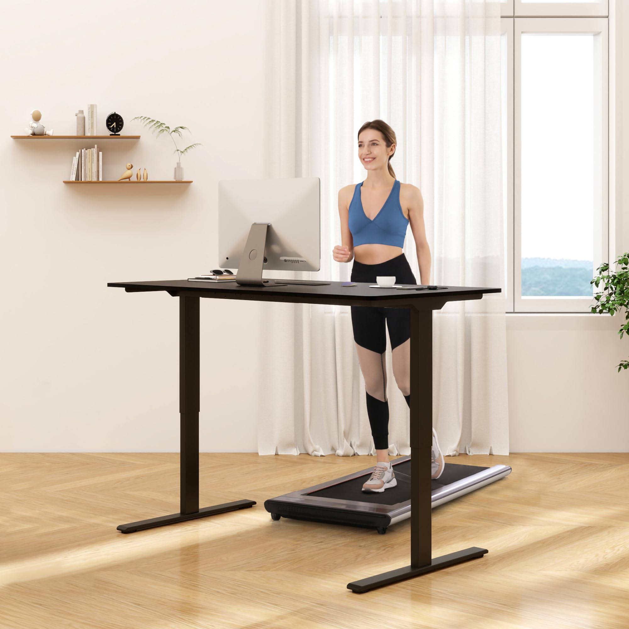 FLEXISPOT Adjustable Height Standing Desk 63 x 24 Inches - Electric Sit Stand Home Office Desk with Black Top & Frame for Computer Workstation | Ergonomic Workspace Solution for Remote Work & Gaming Setup