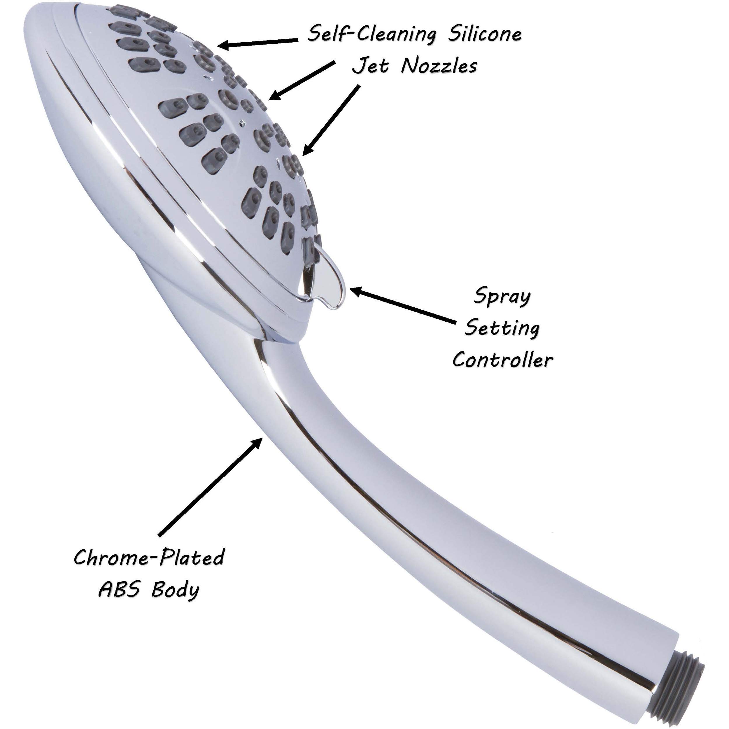 6 Function High Pressure Handheld Shower Head with Filter - Removable Showerhead with Adjustable Mount & 5ft Stainless Steel Hose - Chlorine Removal Water Filter (2.5 GPM, Chrome) - Perfect for Bathroom Renovation & Sensitive Skin Care