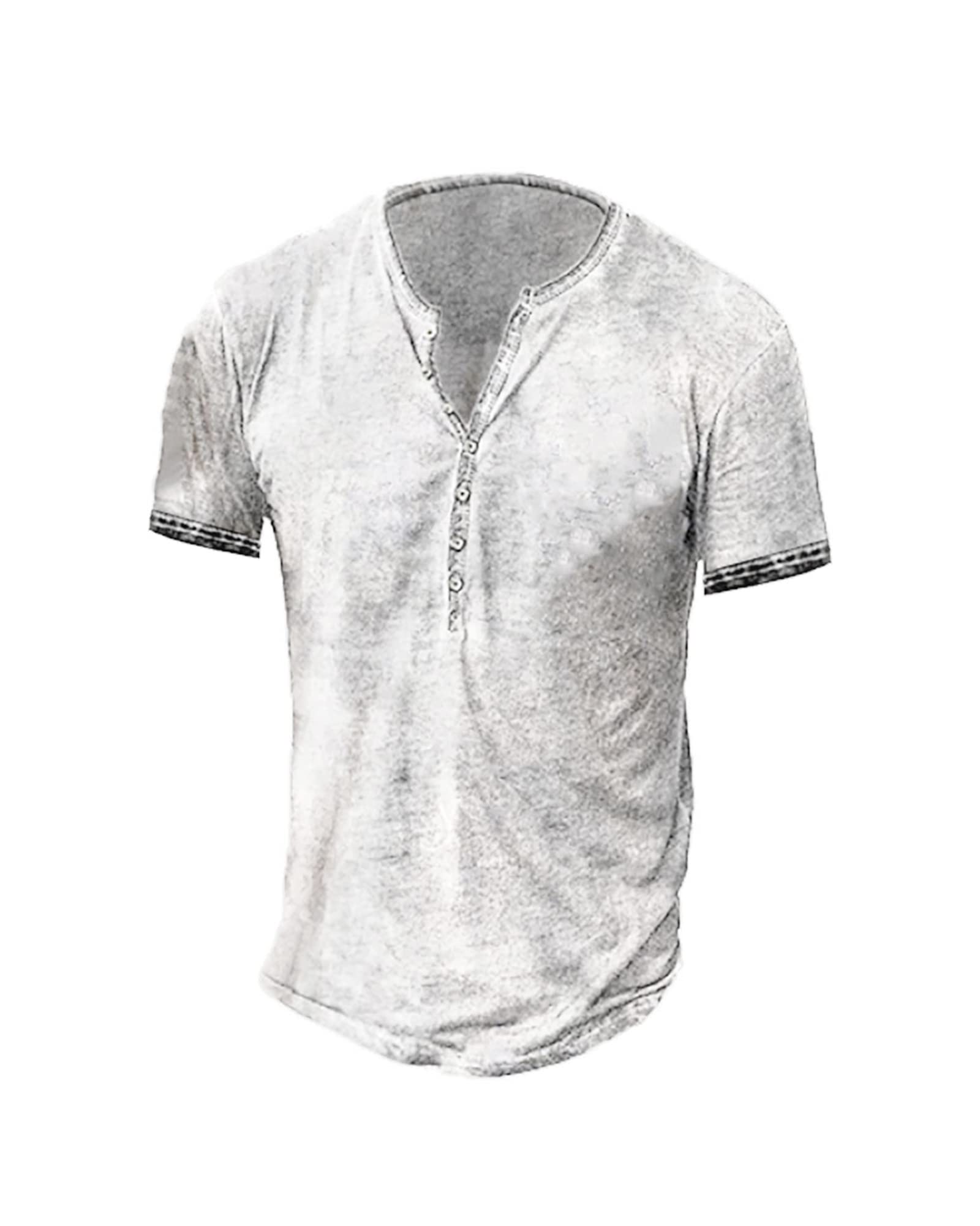 Vintage Distressed Henley Shirts for Men - Retro Washed Short Sleeve Button Down Tee | Casual Wear for Everyday, Outdoor Adventures & Date Nights