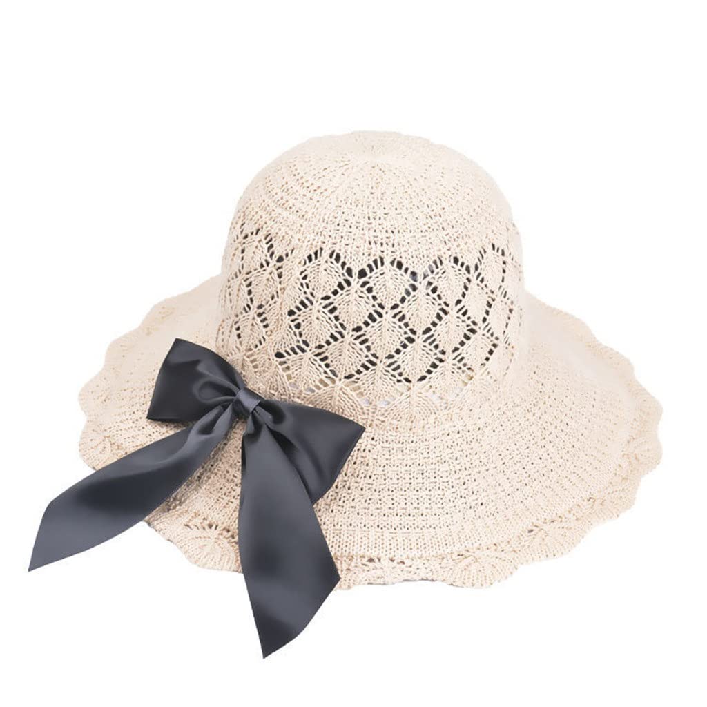 YFQHDD Women's Wide Brim Floppy Sun Hat - UPF 50+ Straw Panama Beach Hat for Summer, Outdoor, Gardening & Travel (56-58cm, Color A) | Perfect for Beach Vacations, Pool Parties and Sun Protection