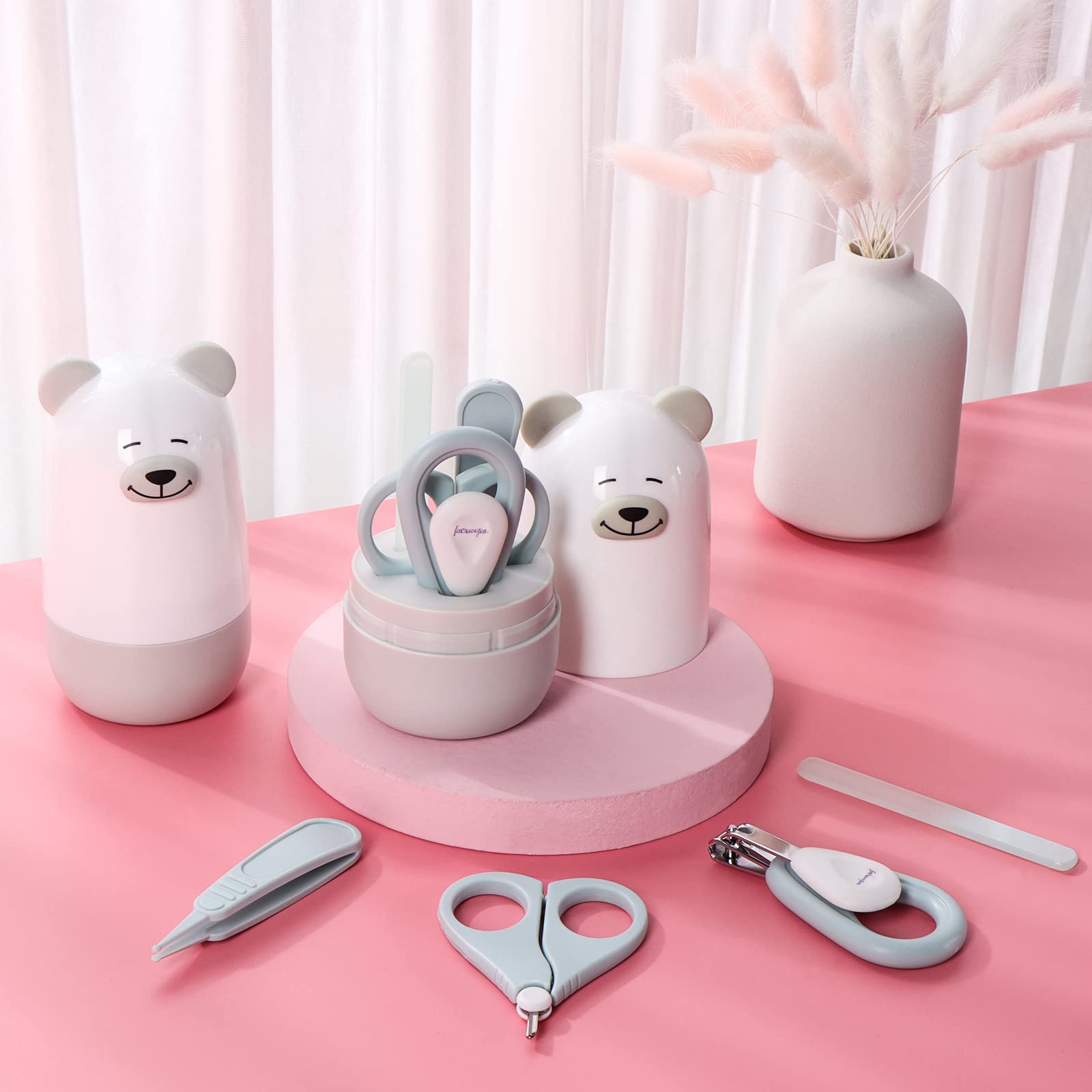 Baby Nail Care Kit - 4-in-1 Newborn Manicure & Pedicure Set with Nail Clippers, Scissors, File & Tweezers | Safe Infant Grooming Essentials in Cute Case | Perfect for Baby Hygiene & Gentle Nail Trimming at Home