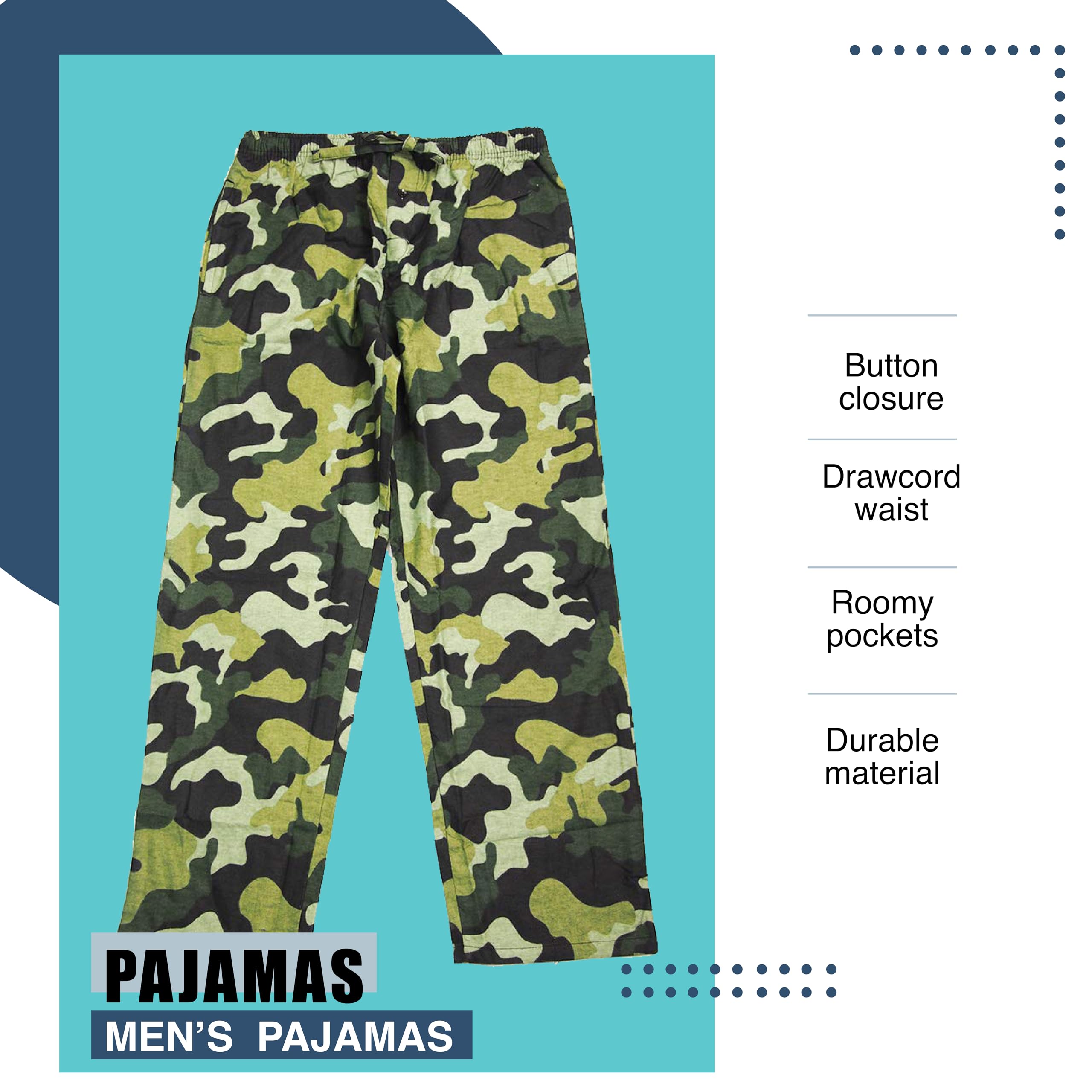 NORTY Men's Cotton Flannel Pajama Pants - Soft & Comfortable Sleepwear for Men - 100% Breathable Printed Lounge Pants - Perfect for Sleeping, Lounging & Relaxing at Home