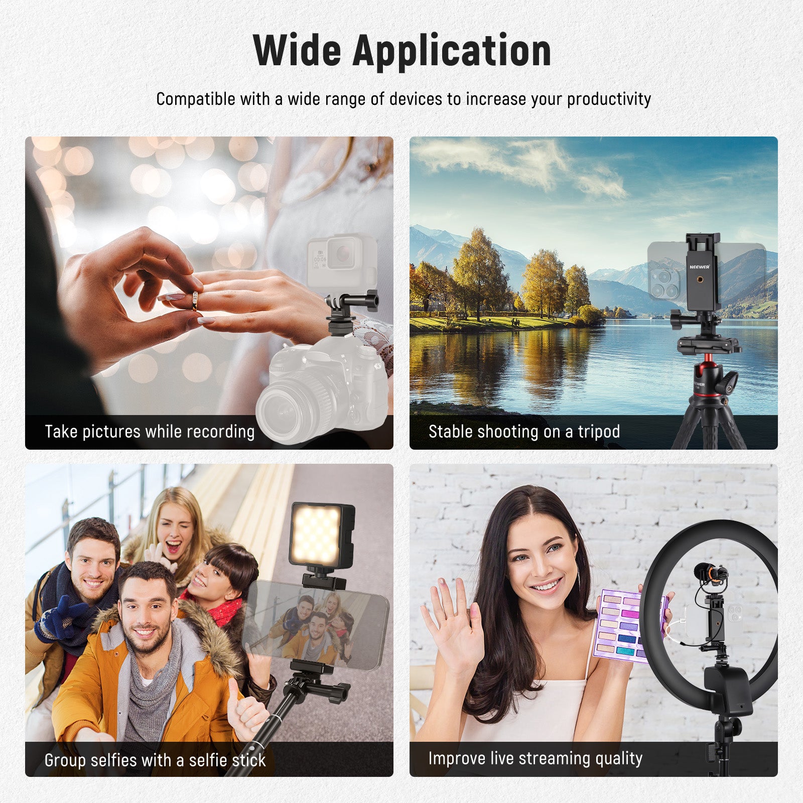 NEEWER Universal Smartphone Holder with Hot Shoe Mount Adapter Kit for DSLR Cameras - Perfect for Vlogging, Live Streaming & Photography