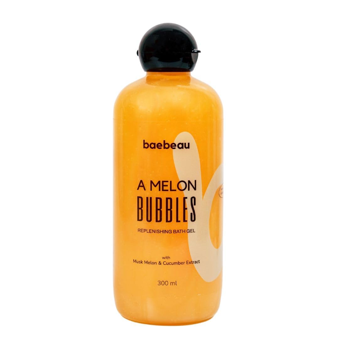 Refreshing Melon Bubbles Hydrating Shower Gel for Men & Women - 100% Vegan Body Wash with Natural Musk Melon Fragrance, Paraben & SLS Free - 300ml - Perfect for Daily Shower & Skin Hydration
