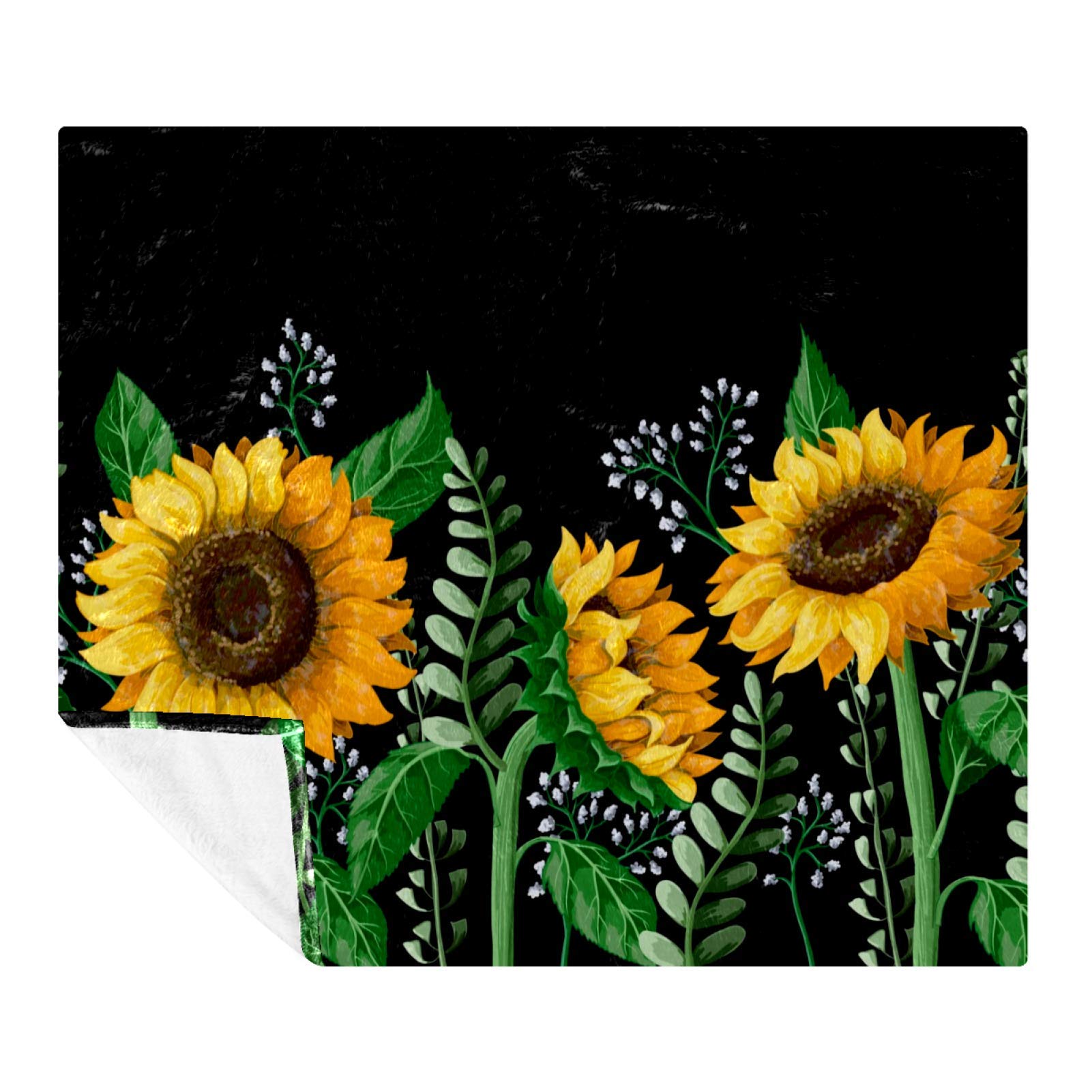 Sunflower Flannel Fleece Throw Blanket - Ultra Soft & Warm Plush Blanket for Couch, Sofa & Bed - Lightweight Cozy Fuzzy Blanket (59x78.7 inches) - Perfect for Lounging, Movie Nights & Winter Snuggles