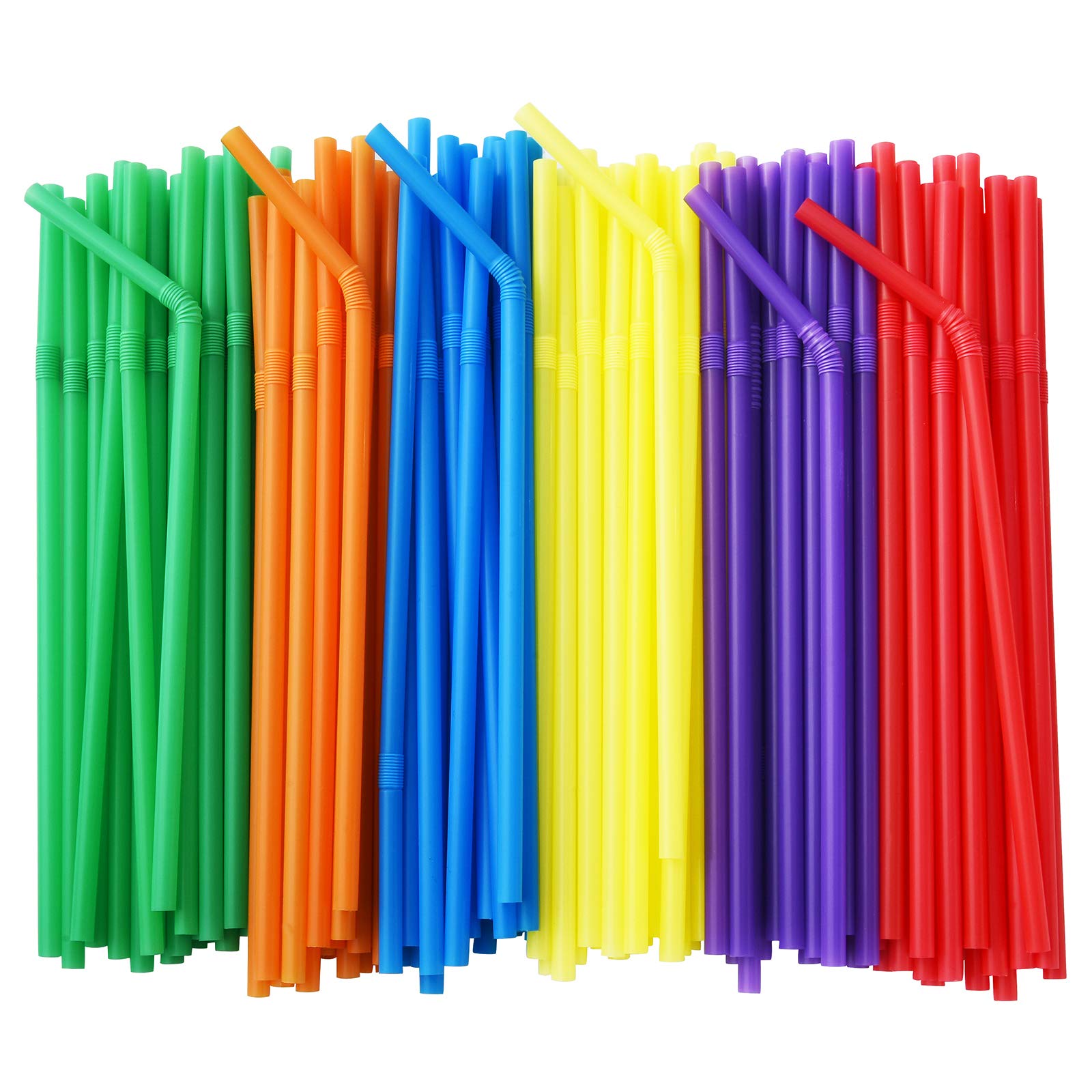 ALINK 500 Colorful Flexible Straws + 500 White Plastic Straws - Bulk Party Supplies for Smoothies, Cocktails & Milkshakes | Perfect for Home, Cafes & Restaurants