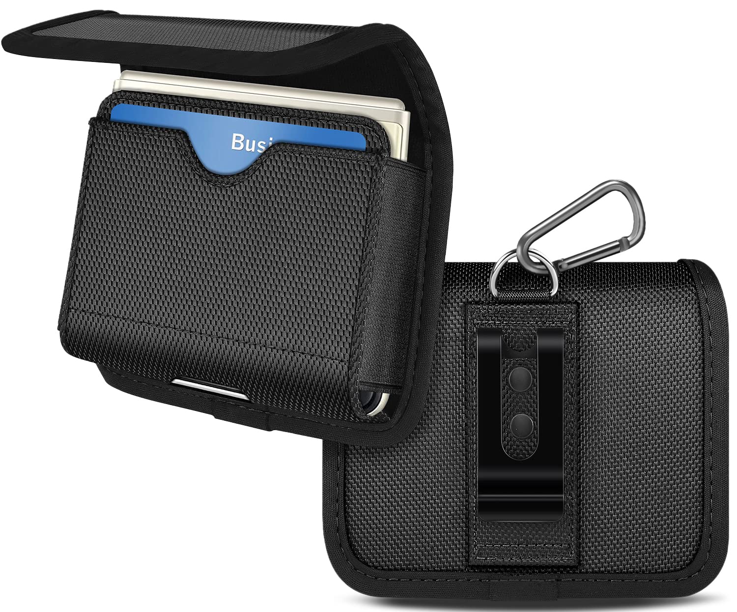 Premium Leather Holster for Samsung Galaxy Z Flip 6/5/4/3 - Belt Clip Phone Case with ID Card Slot & RFID Protection (Fits with Protective Case) - Perfect for Work, Travel & Outdoor Activities