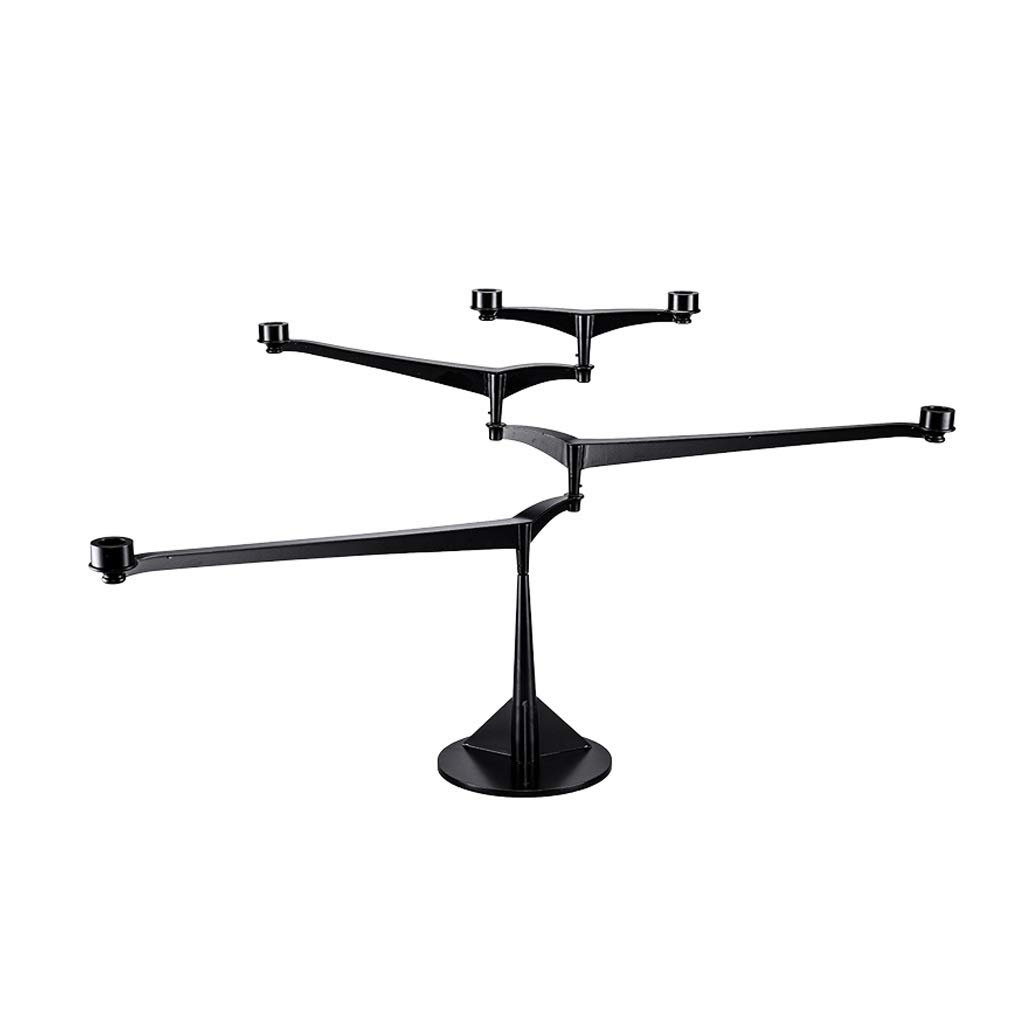 Large Rotating Iron Candle Holders for Home Entrance & Bedroom Decor - 105 x 55cm Black Candelabra for Romantic Ambiance & Sample Room Display