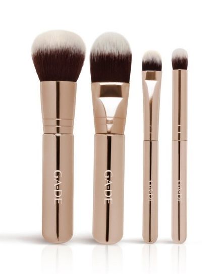 Premium Golden Brush Kit for Travel & On-the-Go Makeup - Perfect for Professional Artists & Touch-Ups Anywhere
