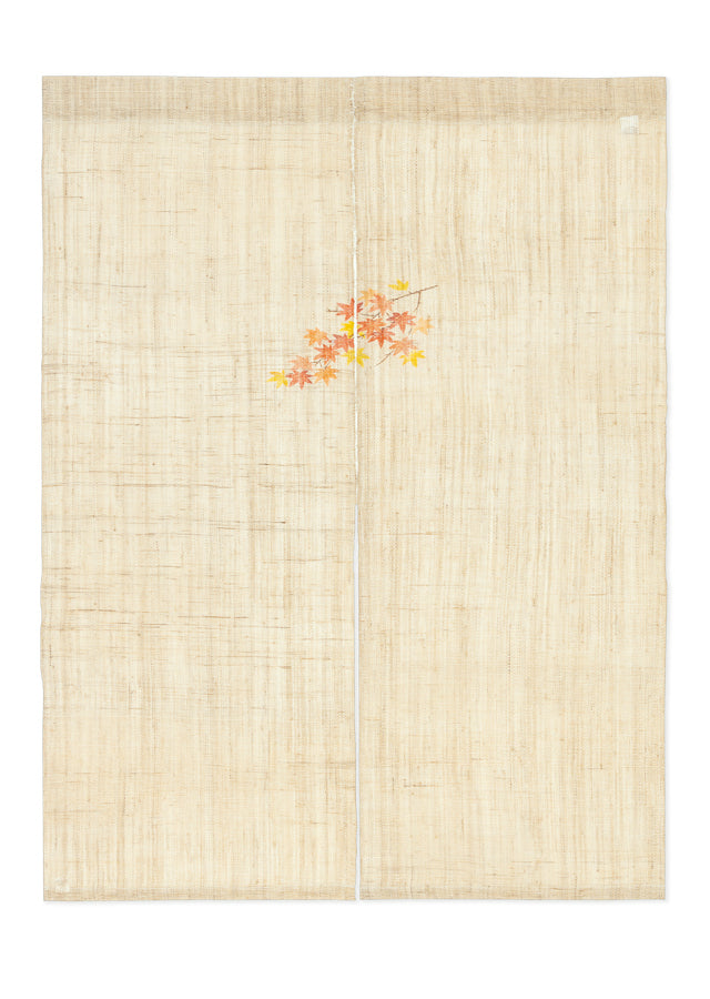 Hand Dyed Linen Noren - Japanese Doorway Curtain in Maple Design | Kyoto Style Room Divider for Home Decor, Entryway, and Traditional Japanese Aesthetic Spaces