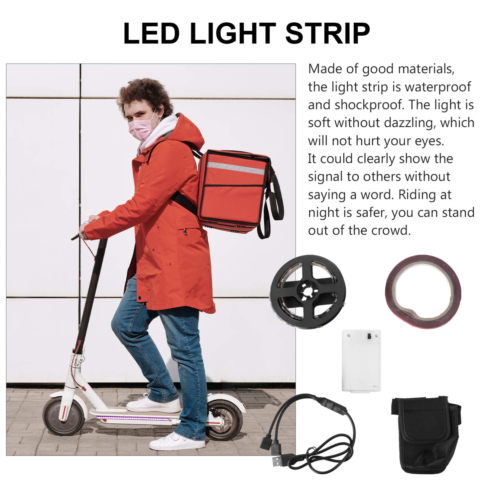 Electric Scooter LED Light Strip Kit - Waterproof Decorative Lighting Accessories for Scooter Customization & Night Riding Safety
