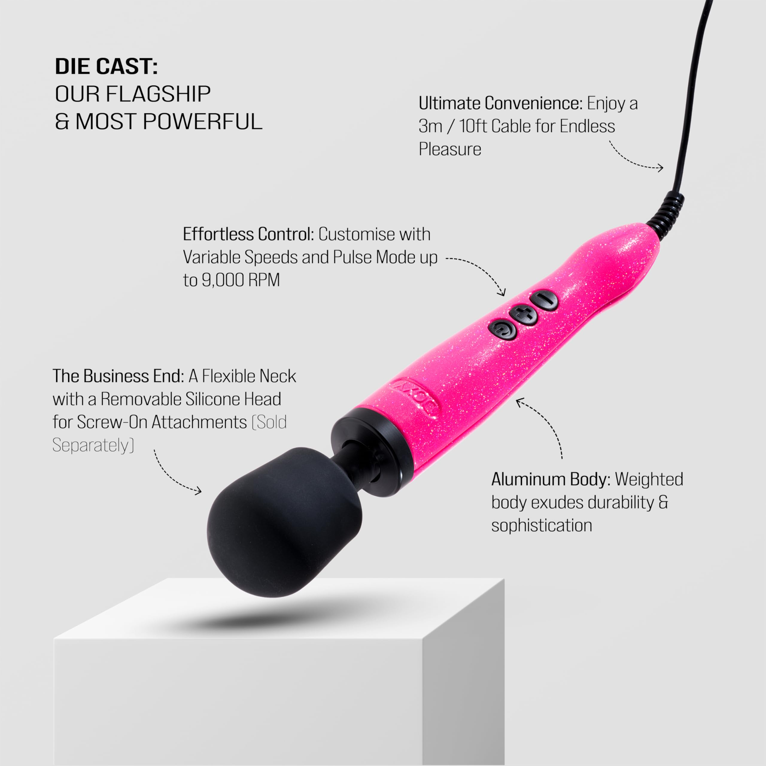 DOXY Deep Tissue Massager for Women - Rose Gold Wand Vibrator for Couples & Personal Use - Powerful Plug-in Adult Toy for Full Body & Sexual Pleasure - Perfect for Relaxation, Intimacy & Stress Relief