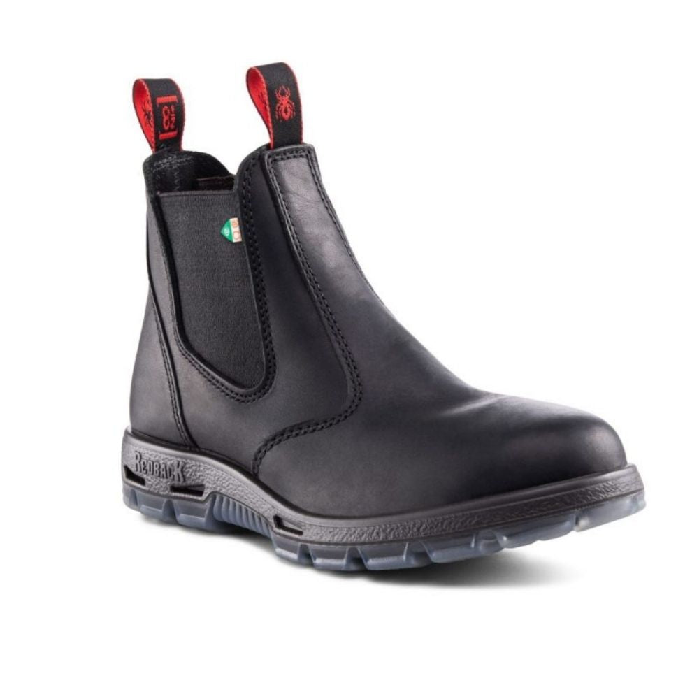 Redback Bobcat Unisex Slip-On Steel Toe Work Boots - Black - Comfortable & Durable Safety Shoes for Construction, Warehouse & Industrial Work