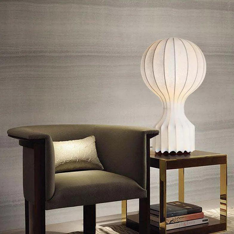 Minimalist White Round Balloon Table Lamp - Modern Home & Office Decor Lighting for Bedroom, Living Room, or Workspace