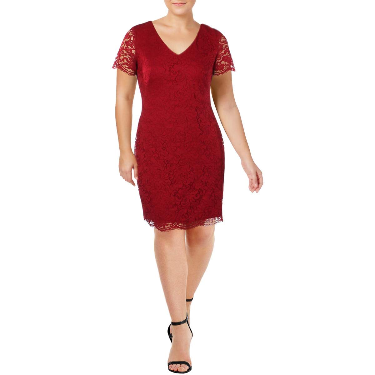 Lauren by Ralph Lauren Women's Scalloped Lace Dress - Elegant Floral Embroidered A-Line Cocktail Dress for Weddings, Parties & Special Occasions
