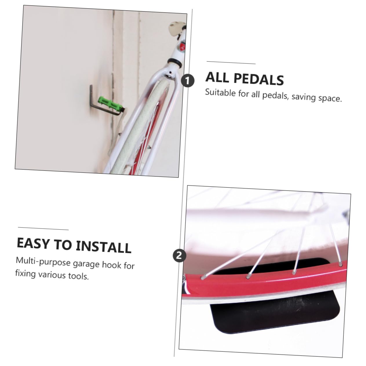 WOONEKY Bike Wall Mount - Space Saving Bike Storage Rack & Hanger for Garage, Easy to Install - Perfect for Home, Apartment & Cycling Enthusiasts