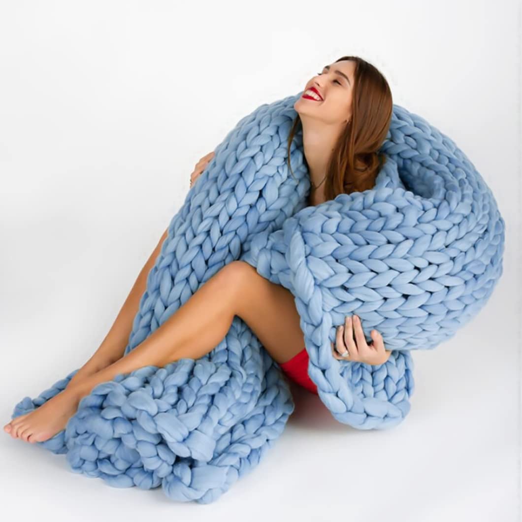 Chunky Knit Blanket - Ultra Soft Handmade Knitted Throw for Sofa, Bed & Home Decor - Oversized Cozy Yarn Blanket for Pets, Couch & Winter Warmth - Perfect for Living Room, Nursery & Gift Giving