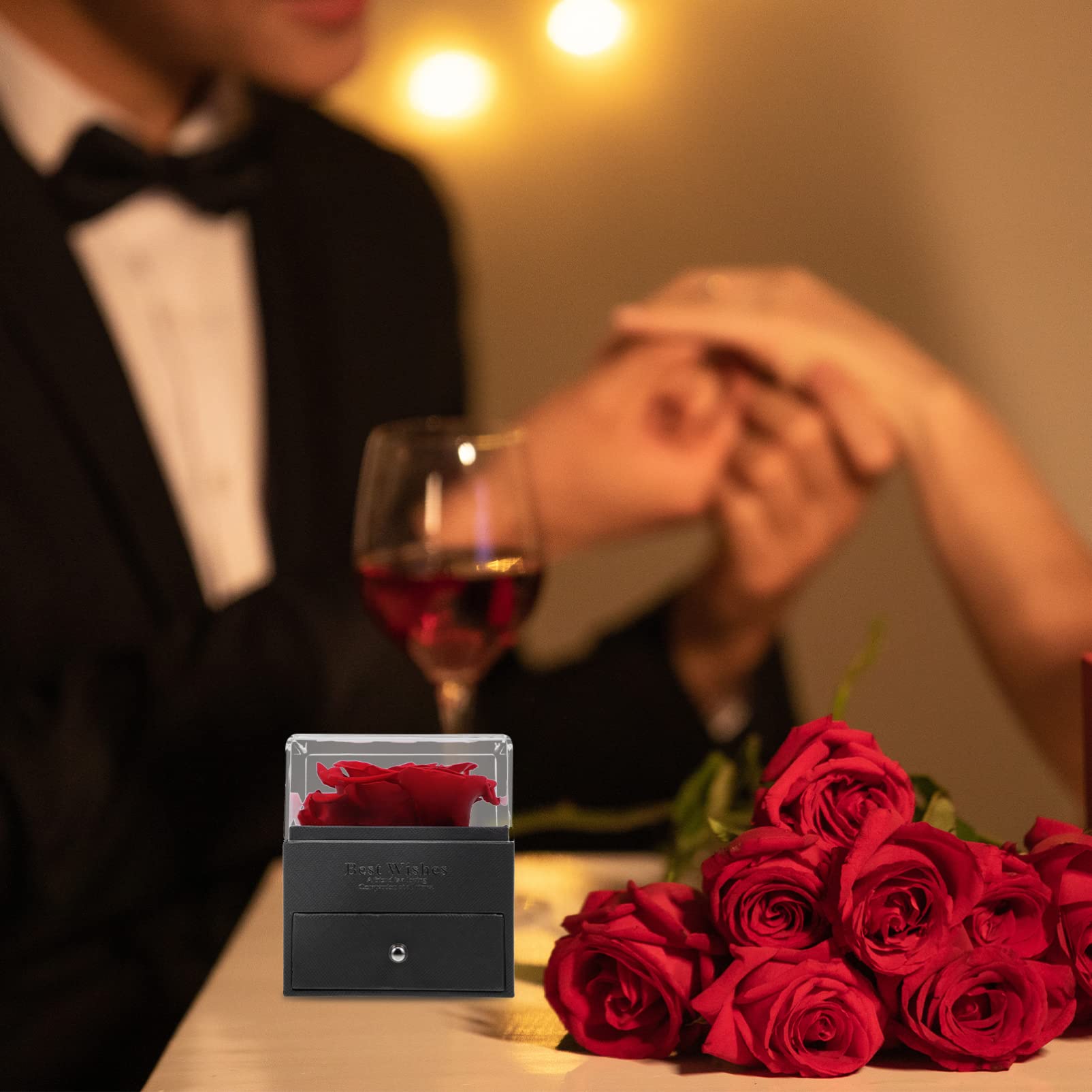 Premium Glass Jewelry Box with Preserved Real Rose - Elegant Gift for Women, Mom, Wife, Girlfriend | Perfect for Mother's Day, Valentine's Day, Anniversary, Christmas & Birthday | Jewelry Storage & Romantic Home Decor
