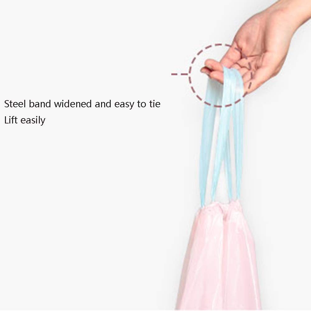 Premium Heavy-Duty Trash Bags with Drawstring - 4 Rolls, 12 Rolls, or 24 Rolls - Extra Thick Leak-Proof Garbage Bags for Kitchen, Bathroom & Outdoor Use - Automatic Closing Design (Pink, 4 Rolls) - Perfect for Home, Office & Camping Waste Disposal