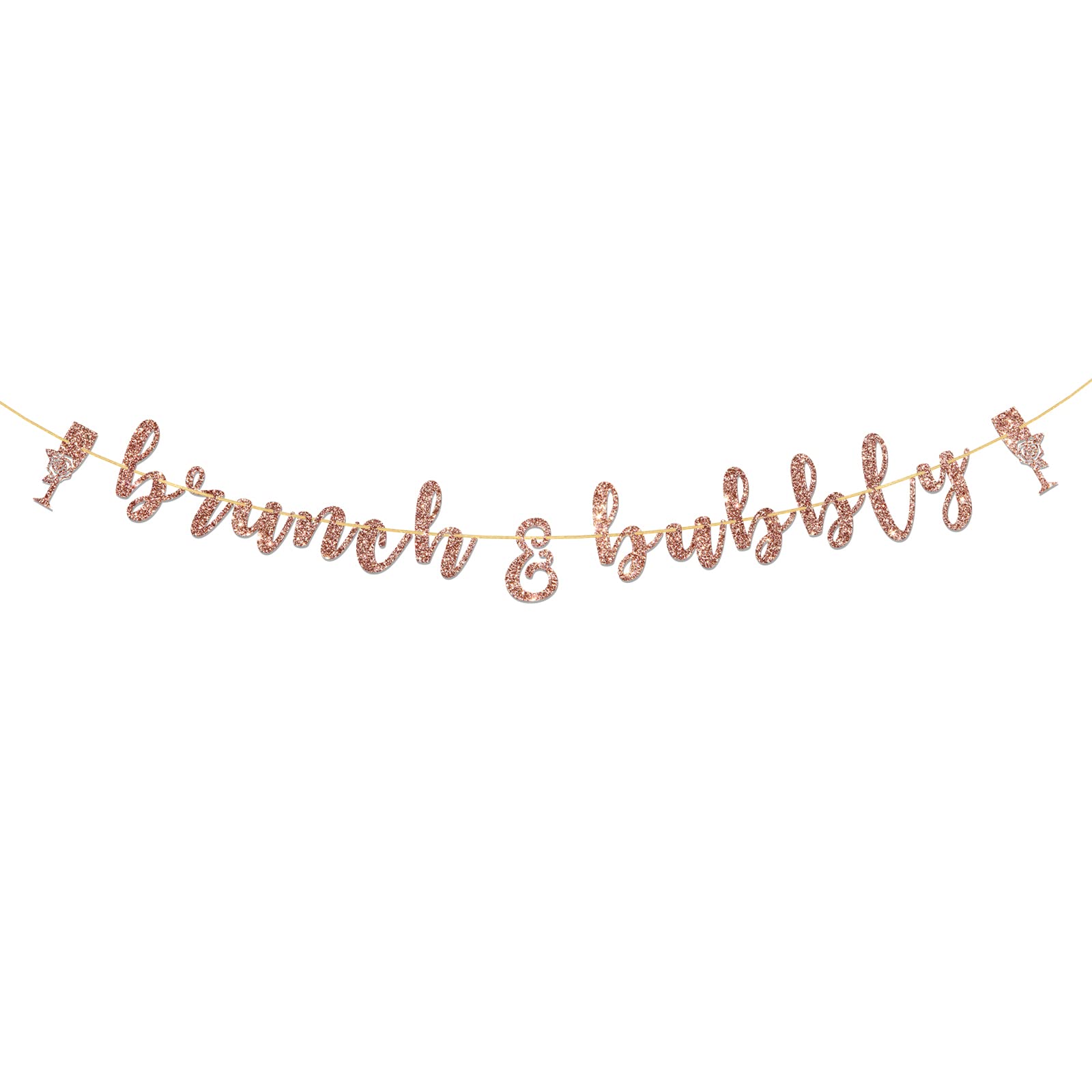 Elegant Rose Gold Brunch & Bubbly Banner - 7.9ft Bridal Shower & Bachelorette Party Decorations with Champagne Glass Design - Perfect for Wedding Receptions, Baby Showers & Anniversary Celebrations