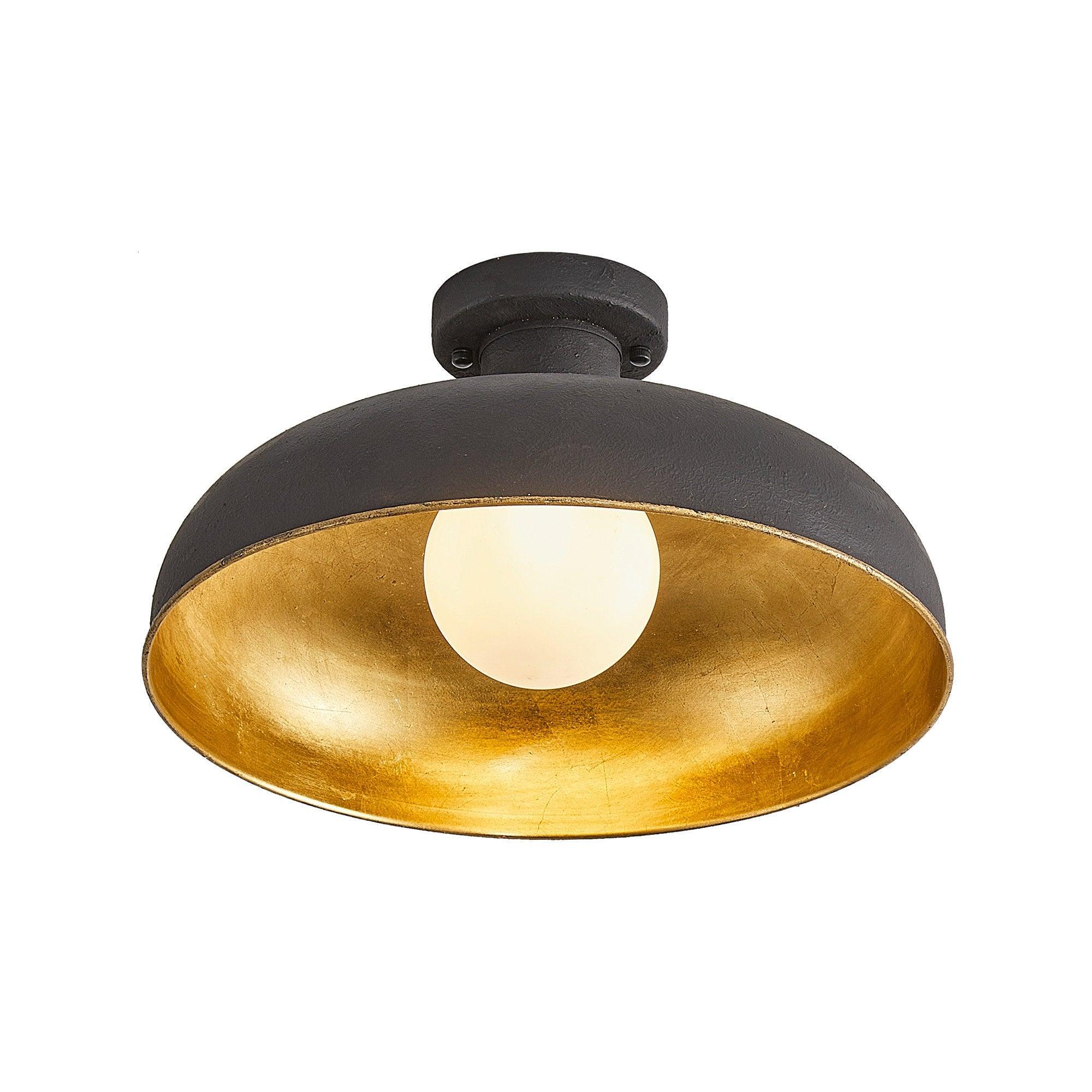 1 Light Industrial Flush Mount Ceiling Light Fixture - Vintage Metal Pendant Lighting for Kitchen, Bedroom, Office & Commercial Spaces