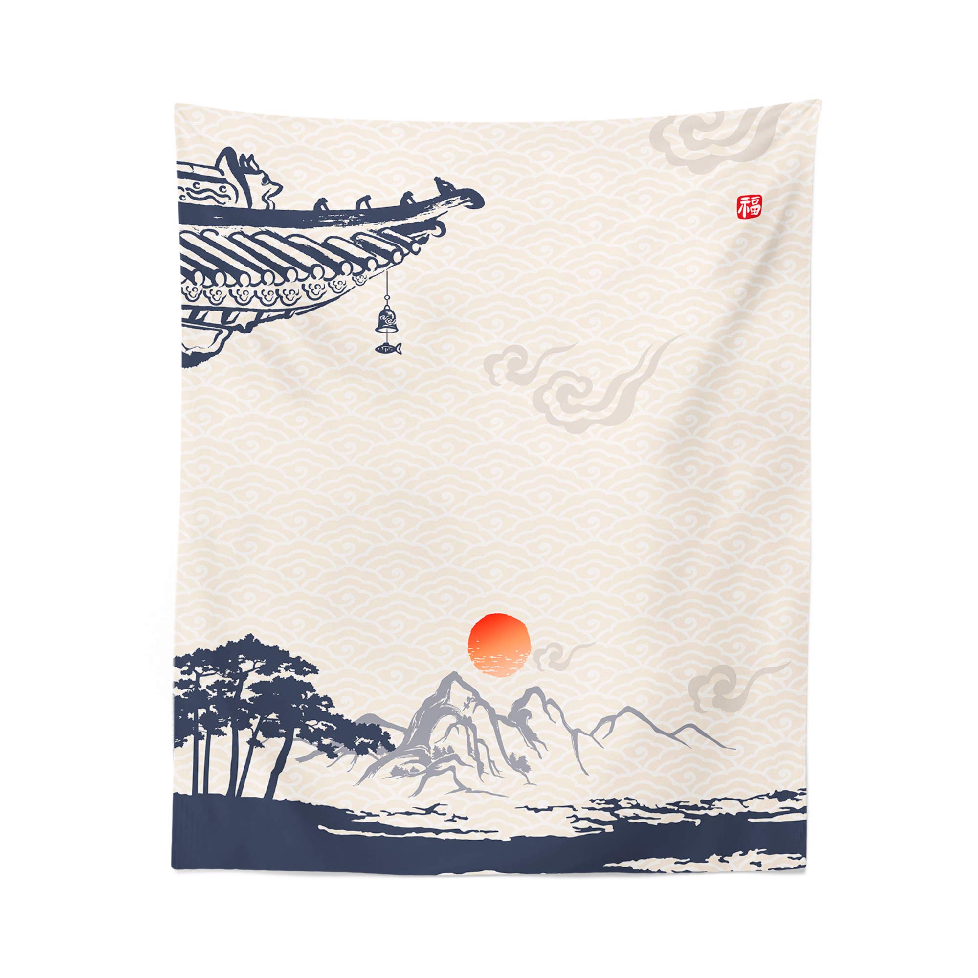 Korean Landscape Tapestry - Asian Wall Art Decor for Living Room & Bedroom