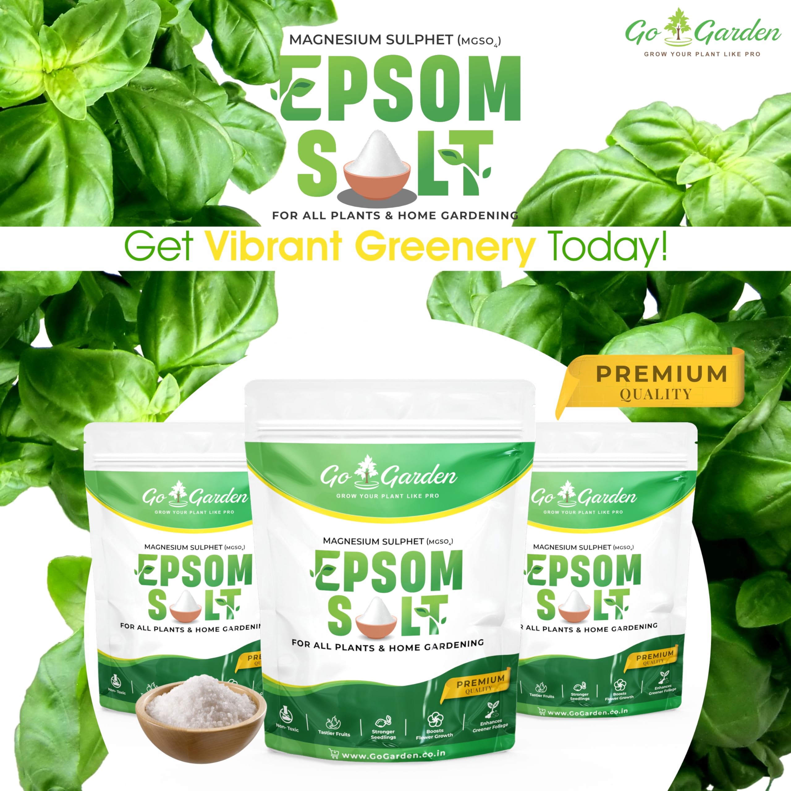 Organic Epsom Salt Magnesium Sulfate for Plants - 950g Powder for Vegetable Garden, Terrace Plants & Nutrient Boost | Improves Growth, Green Leaves & Soil Health | Perfect for Home Gardening, Hydroponics & Organic Farming