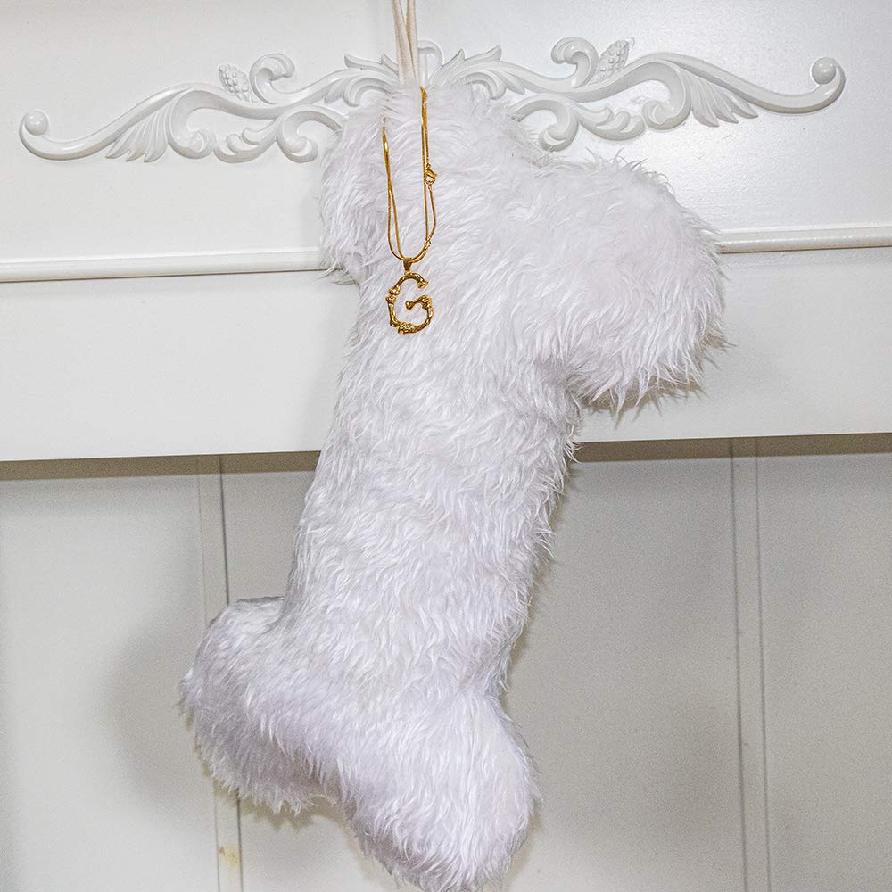 Personalized Pet Dog Christmas Stocking - Durable Holiday Stocking for Dogs, Custom Pet Name Christmas Ornament - Perfect for Family Decor, Gift Exchange & Fireplace Mantel Decoration (White)