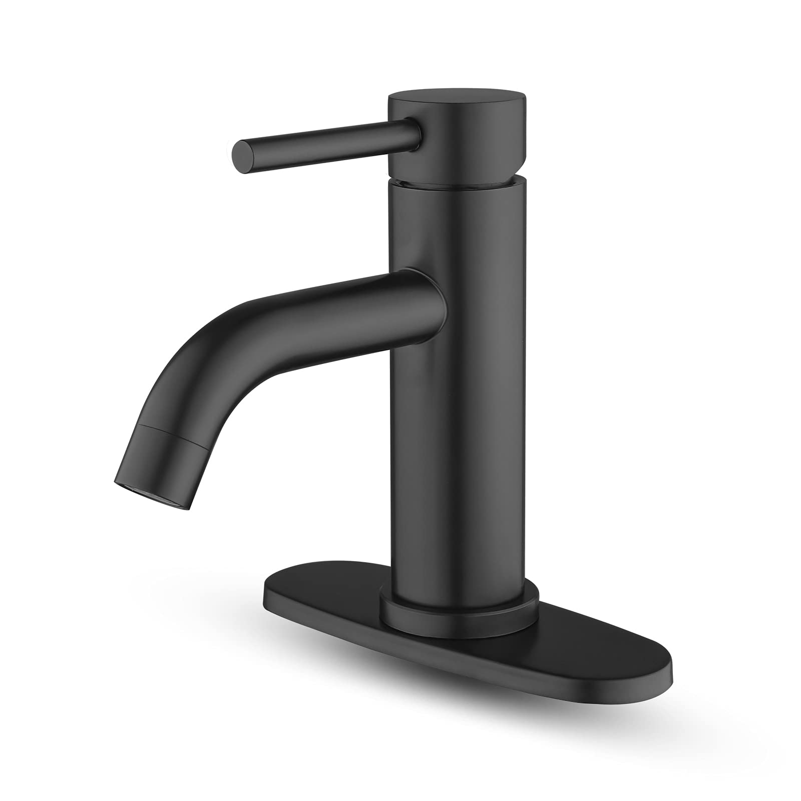 4 Inch Centerset Black Bathroom Faucet with Optional Deck Plate - Easy DIY Bathroom Sink Faucet for Clean Modern Look - Perfect for Bathroom, RV, Farmhouse & Tiny Homes