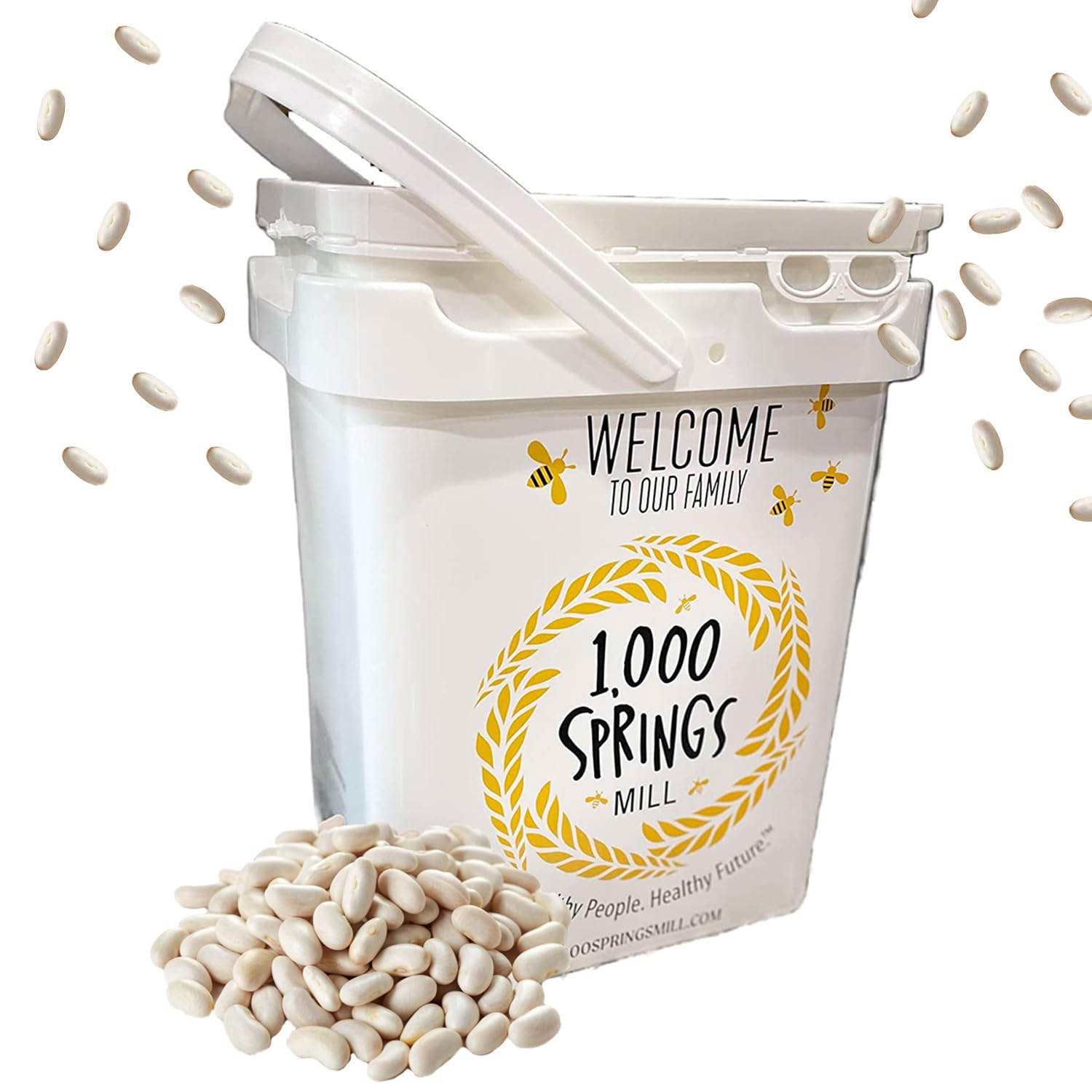 1000 Springs Mill Organic Great Northern Beans 25lb Bulk Bucket - Premium Dry White Beans for Salads, Soups, Stews & Chili - Vegan, Non-GMO Bulk Food - Perfect for Meal Prep, Camping & Emergency Storage