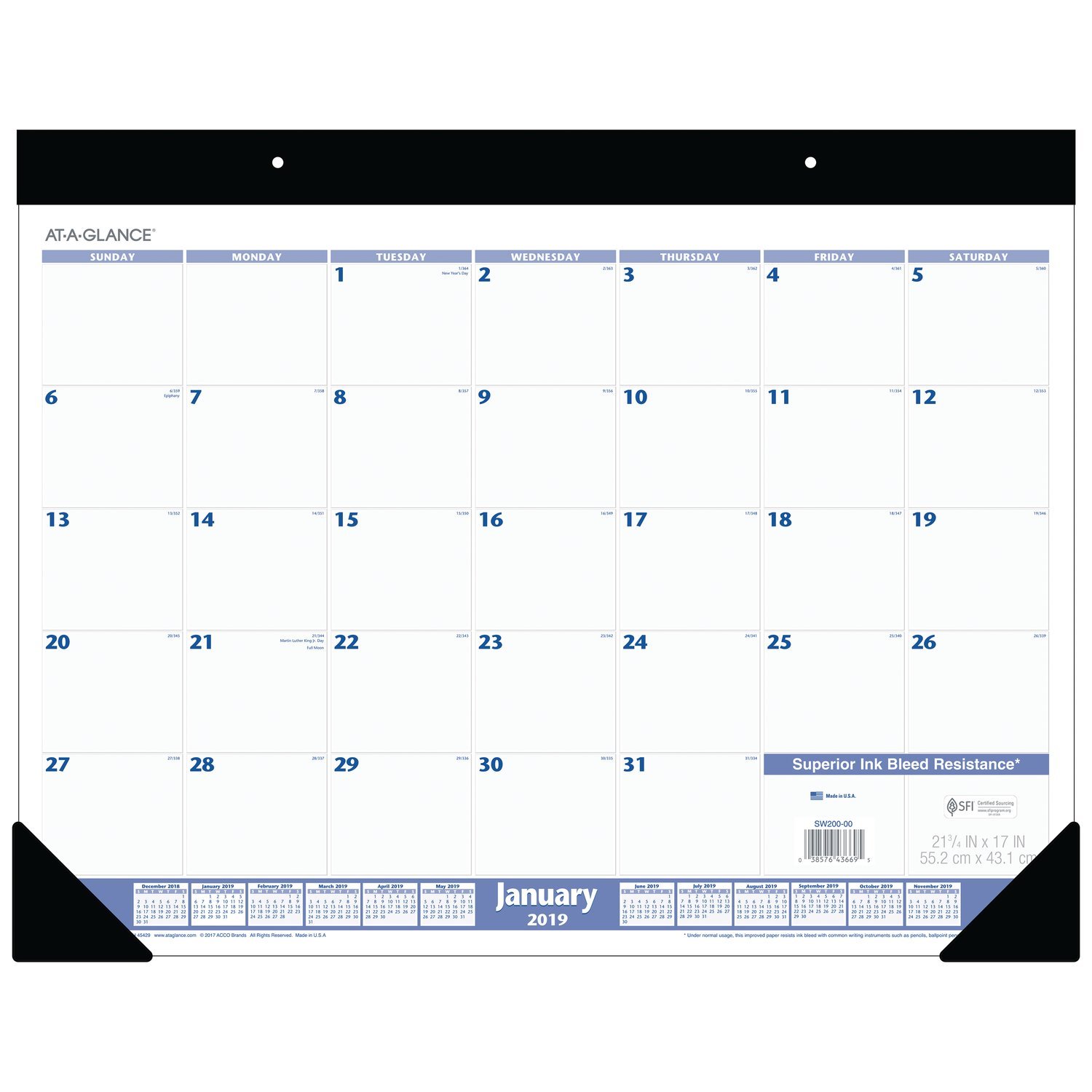 AT-A-GLANCE 2019 Desk Calendar - 21.75