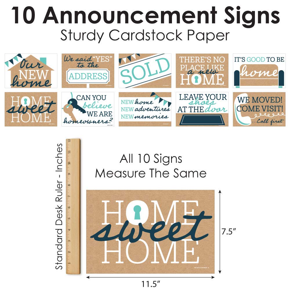 Big Dot of Happiness Home Sweet Home - 10-Piece Photo Prop Signs for New Home & Moving Announcements - Perfect for Housewarming Parties, Real Estate Photos & Social Media Posts