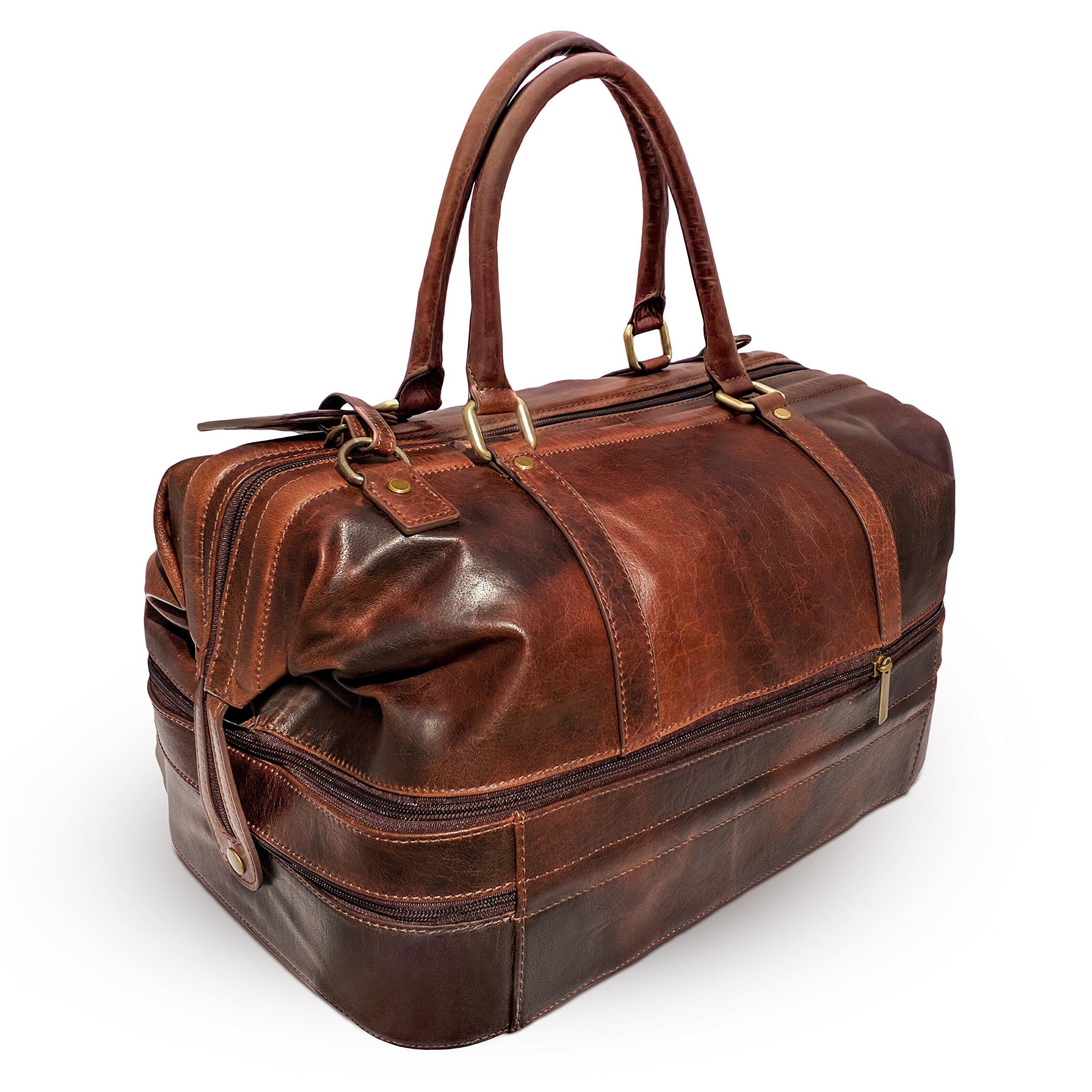 Premium Leather Duffle Bag for Travel & Adventure - Spacious Weekender Luggage with Shoe Compartment | Perfect for Gym, Weekend Getaways & Business Trips