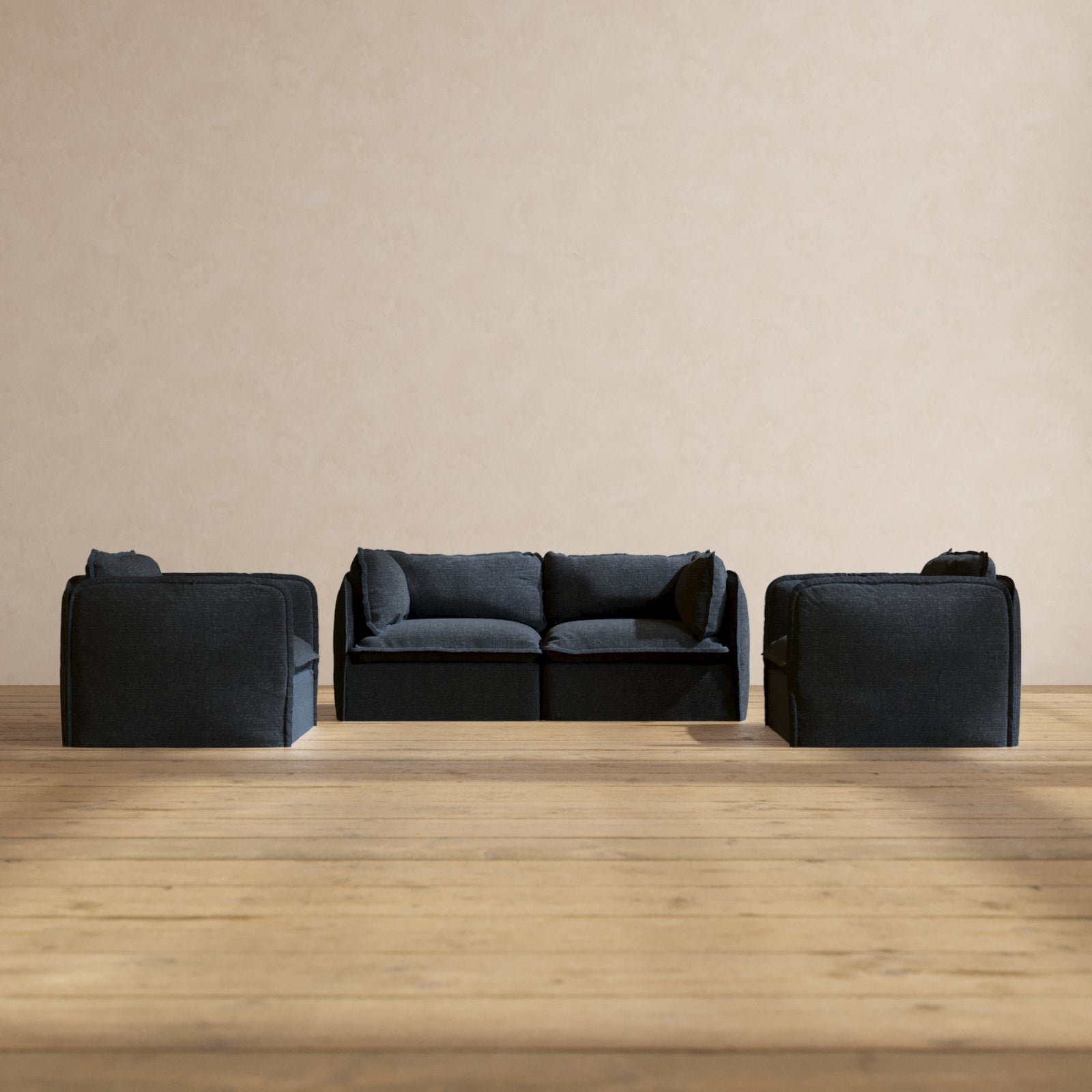 Premium Modular 2-Seater Sofa & Armchair Set in Indigo Blue | Luxe Fabric Blend | Perfect for Living Room, Lounge & Small Spaces