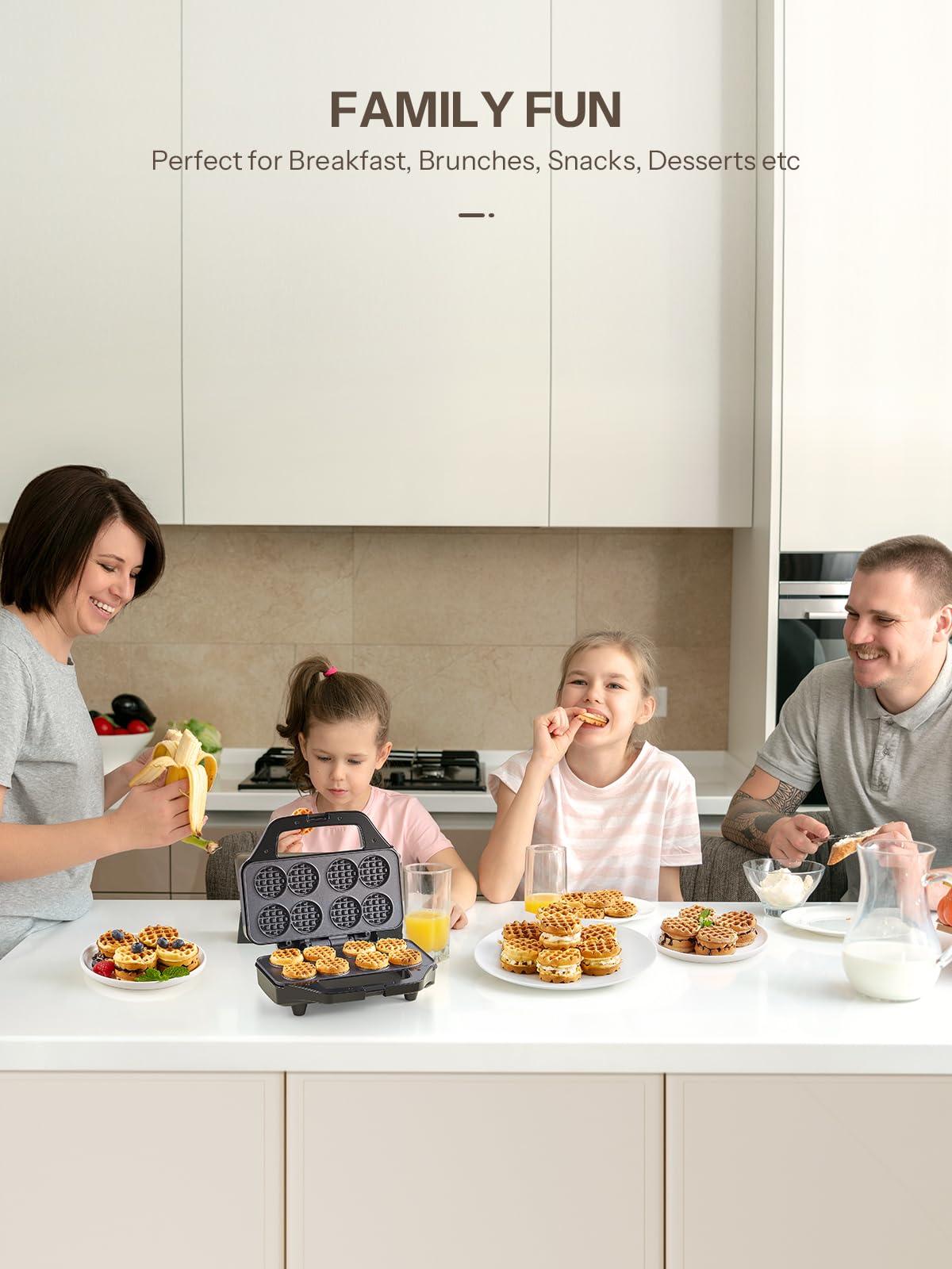 Reemix Mini Waffle Maker - 8 x 1.8 Inch Nonstick Waffle Iron with Fast Heating for Home & Restaurant Use | Perfect for Kids Snacks, Chaffles, Keto Diet & Breakfast Bites