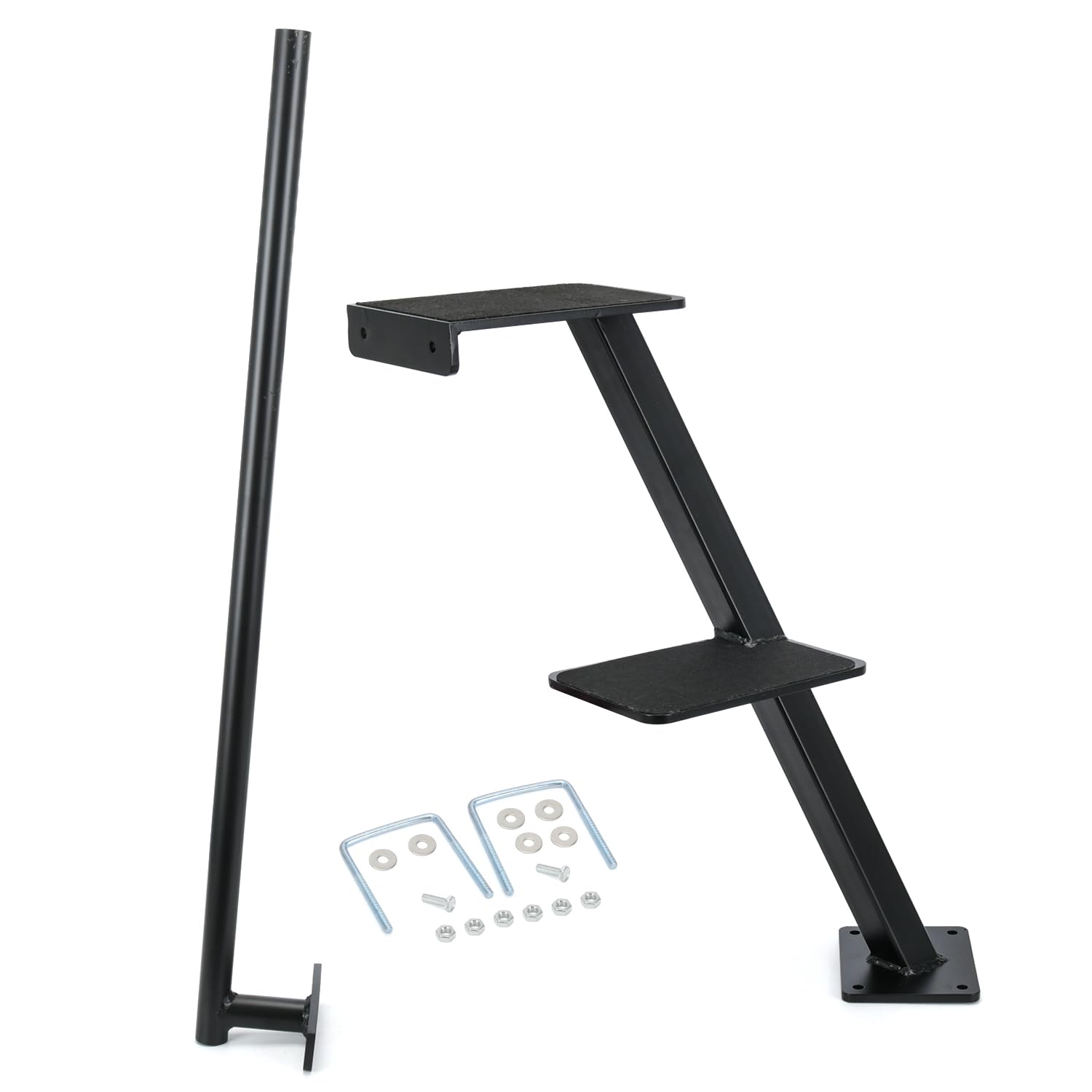 Dual Step Bass Boat Trailer Ladder - Folding Boat Steps with Anti-Slip Grip Tape for Most Bass Boats & Trailers - Non-Slip Surface (2 Steps) - Perfect for Easy Boarding & Fishing Access