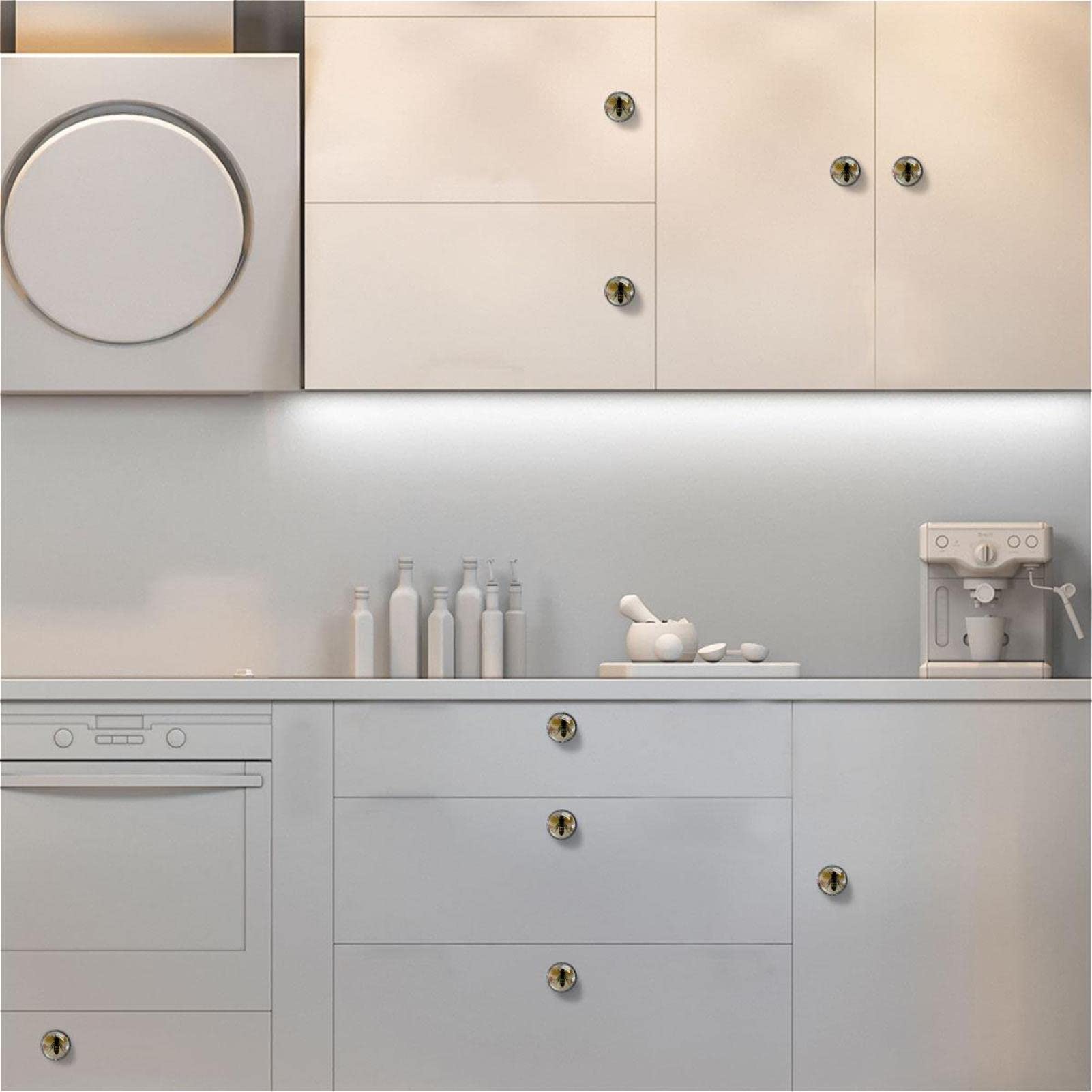 12-Piece Honey Bee Crystal Cabinet Knobs - 35mm Clear Diamond Drawer Pulls for Kitchen, Bathroom, Dresser & Cupboard - Perfect for Home Decor & DIY Furniture Upgrade