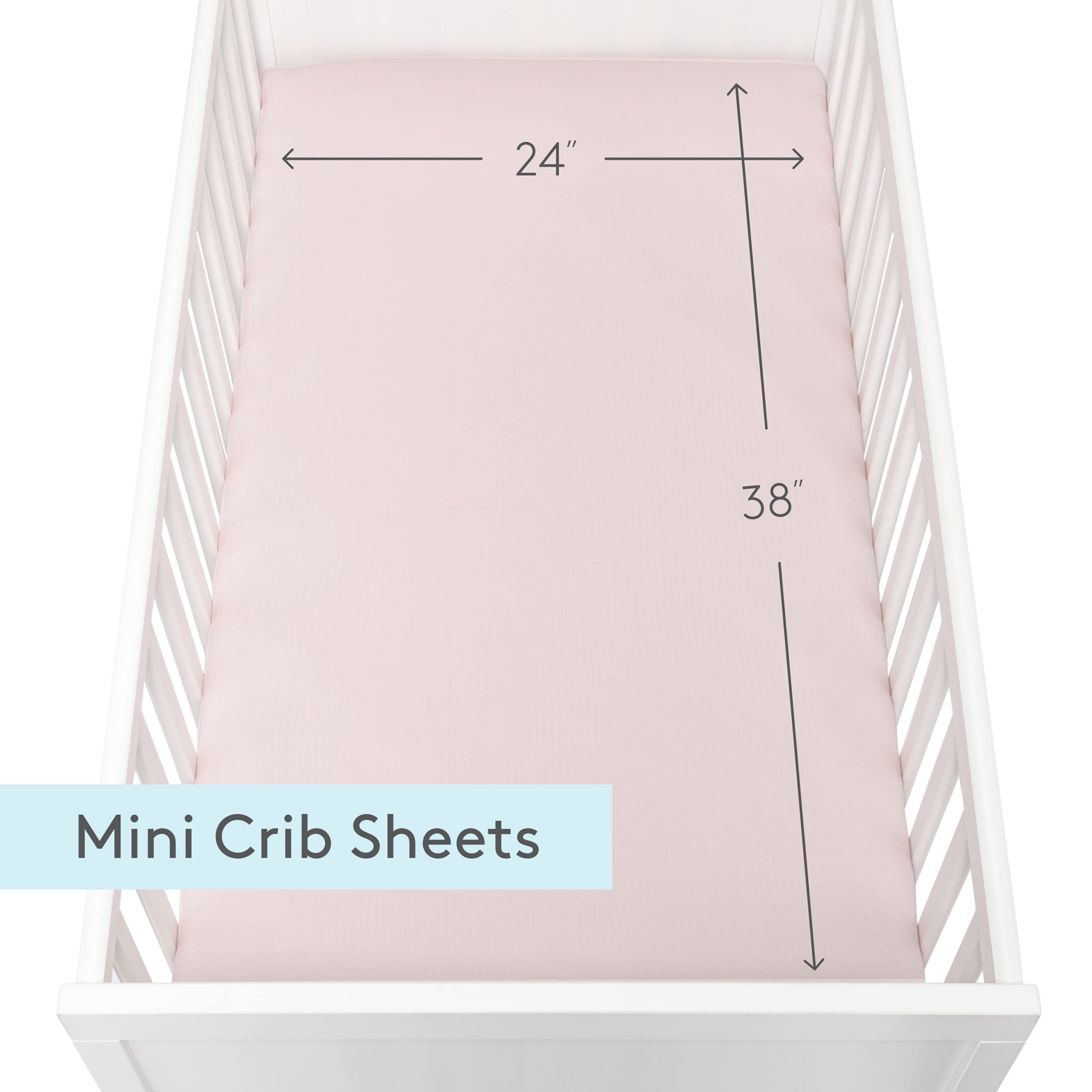 Organic Muslin Cotton Mini Crib Fitted Sheets 2-Pack - Ultra Soft & Breathable Baby Crib Sheets for Newborns, Machine Washable, Fits 24