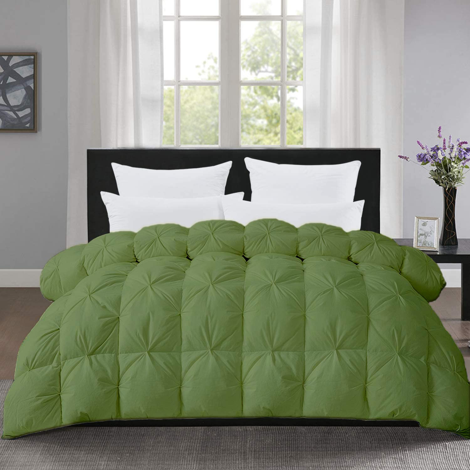 Luxury 600 GSM Egyptian Cotton Comforter Set - Queen Size 98x98 Inches, 3-Piece All-Season Duvet Insert with Pinch Pleat Design & Corner Tabs | 700 Thread Count for Ultimate Comfort | Perfect for Master Bedrooms, Guest Rooms & Cozy Nights