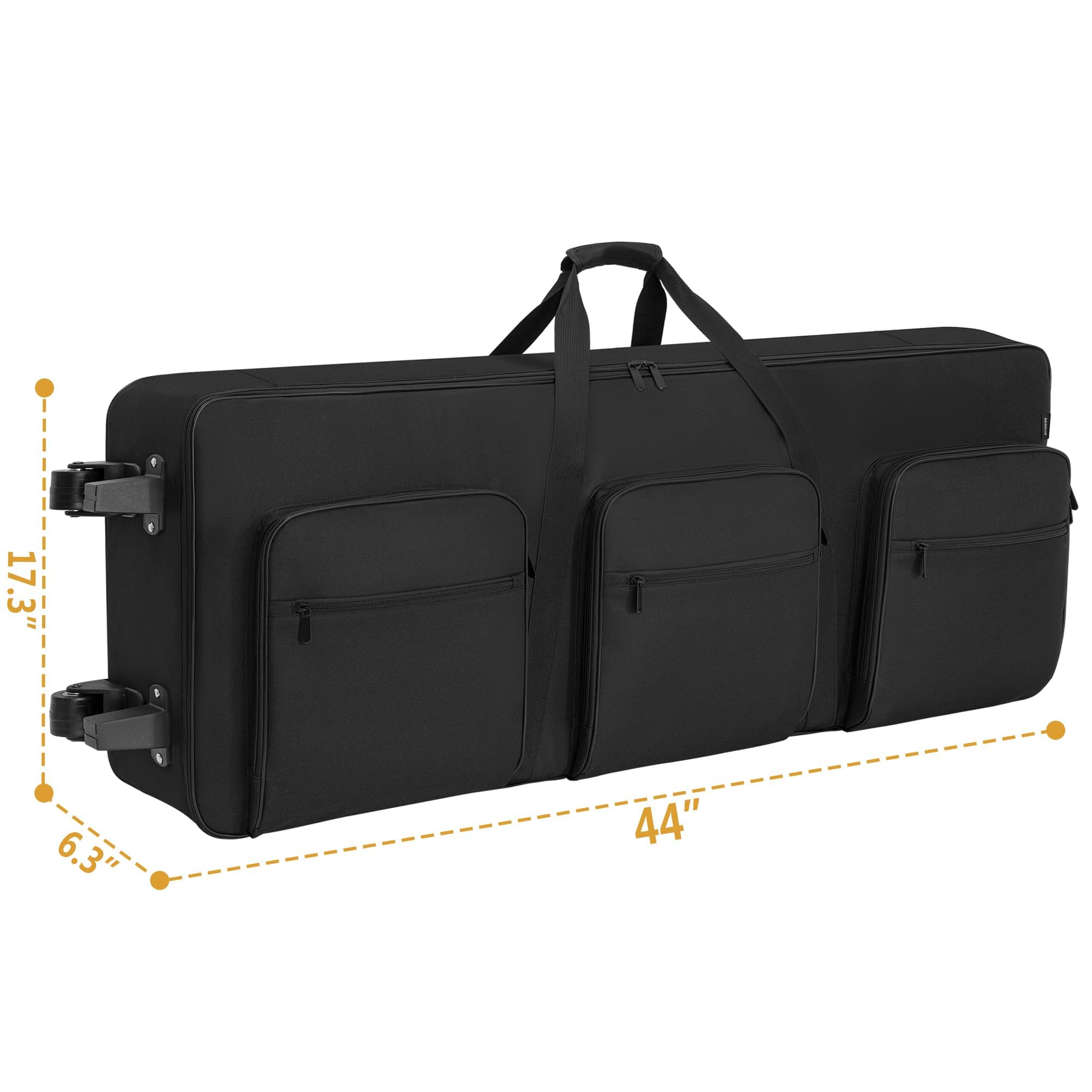 AKOZLIN 61-Key Portable Electric Piano Keyboard Gig Bag with Wheels & Adjustable Straps - Waterproof Travel Case for 61-Note Digital Piano, Synthesizer & Accessories - Perfect for Music Lessons, Gig Performances & Studio Sessions
