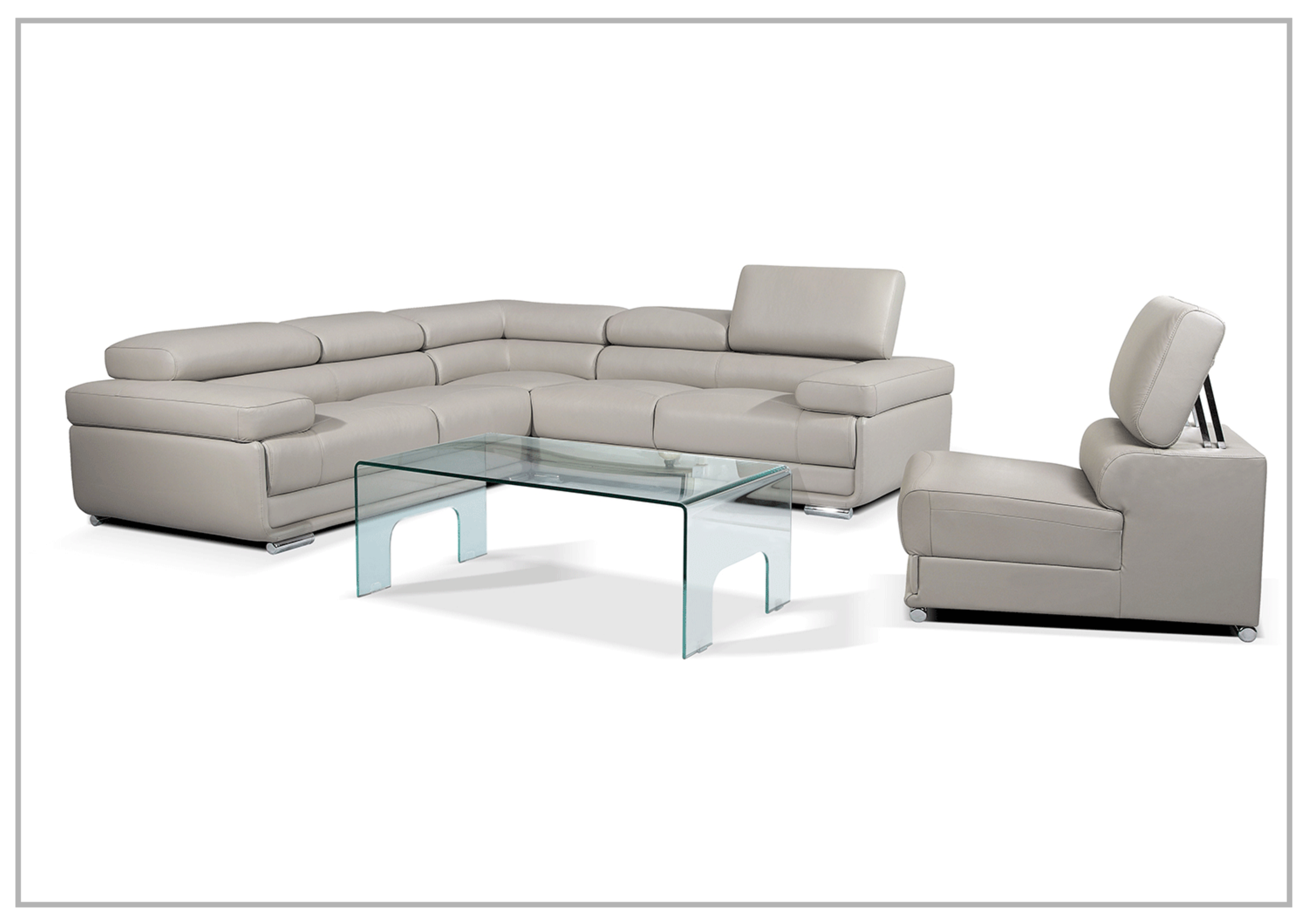 Gio Italia Baxton L-Shaped Leather Sectional Sofa - Modern Corner Couch for Living Room, Home Theater & Office Lounge