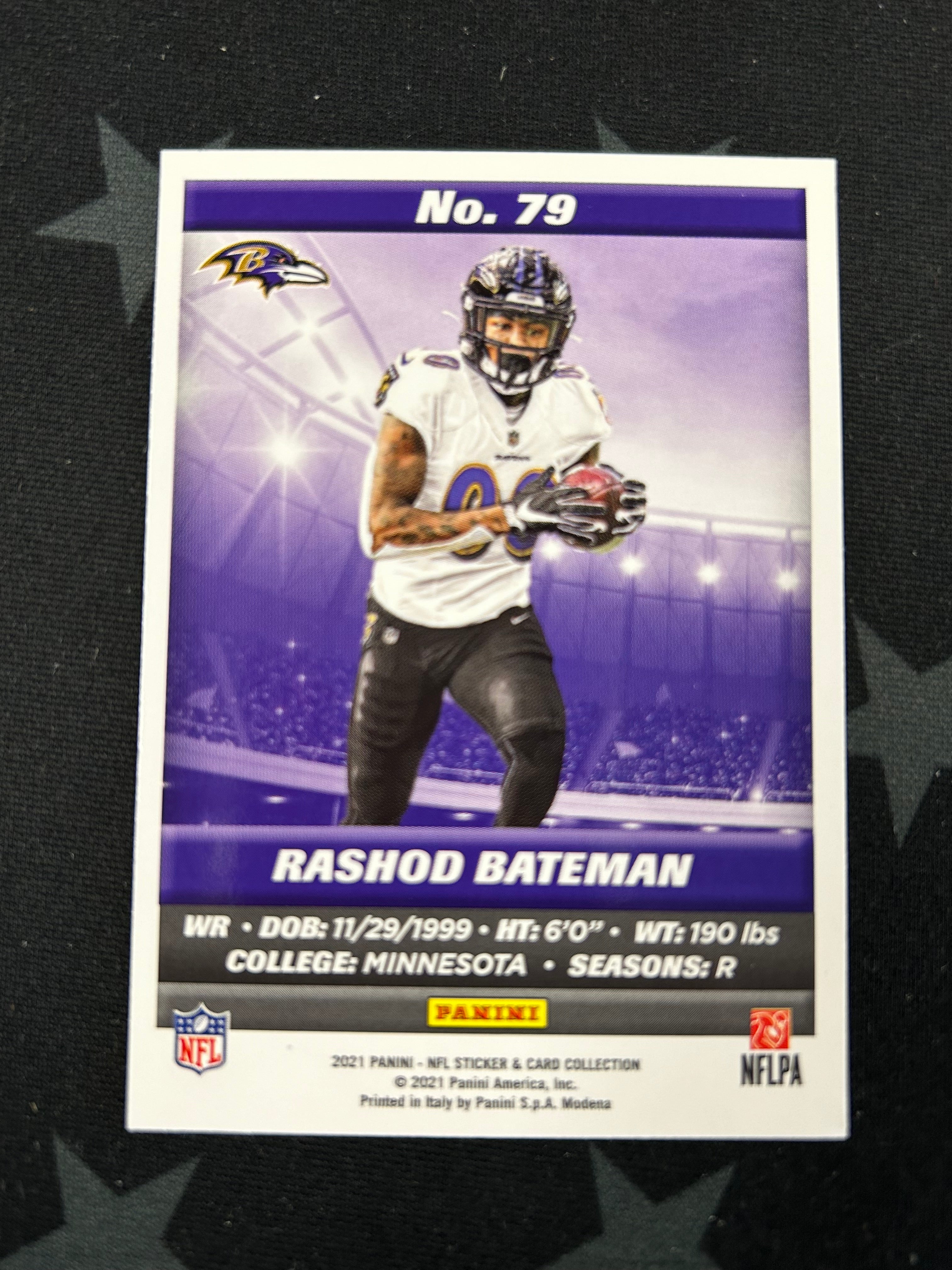 2021 Panini NFL Sticker & Card Collection - Blue Rashod Bateman Rookie #79/299 - Perfect for Collectors, Trading & Sports Memorabilia Enthusiasts