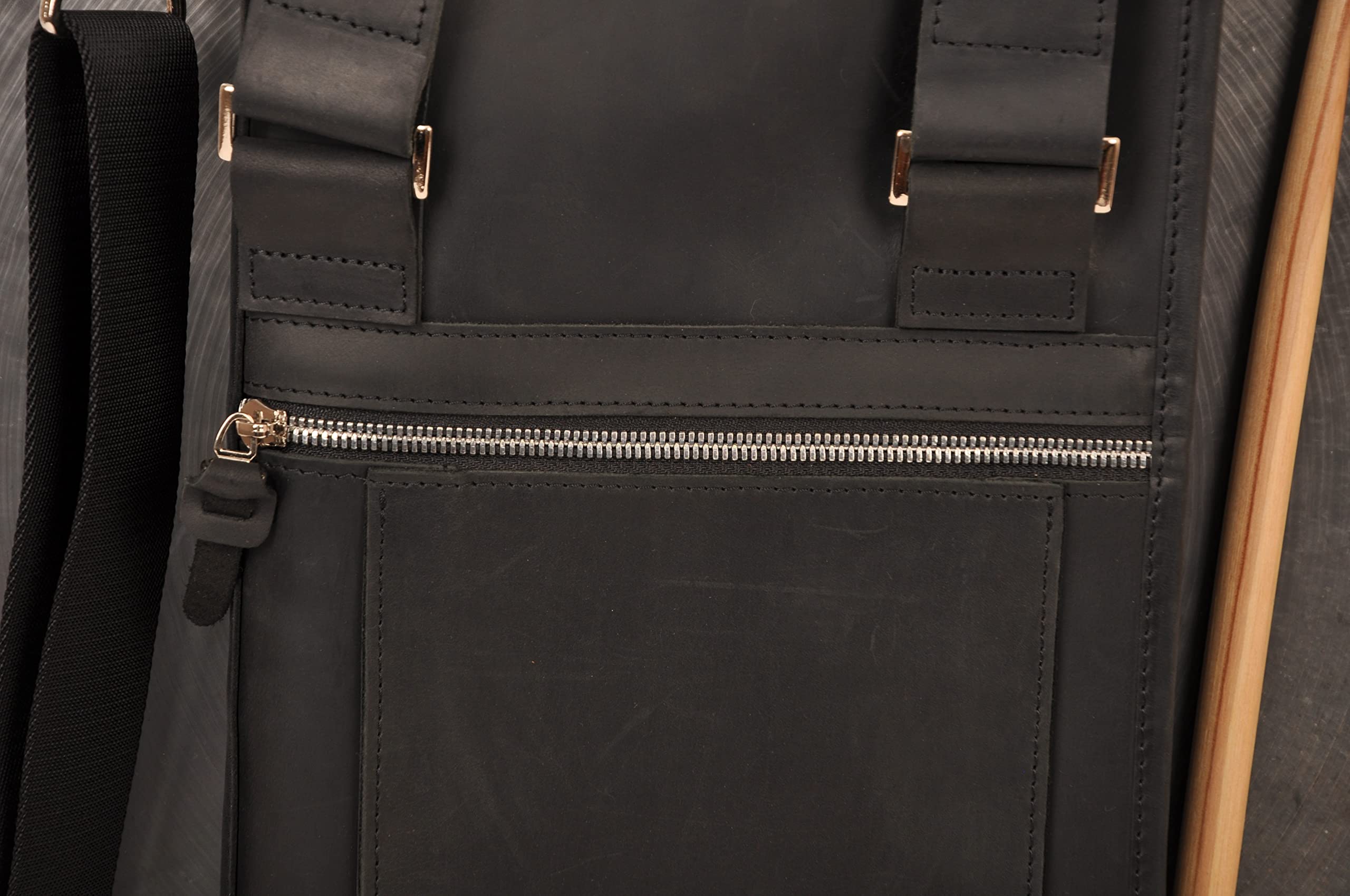 Handmade Genuine Leather Drumstick Bag with Drum Key Holder - Large Black Drum Stick Case for Drummers, Perfect for Gig, Practice & Travel