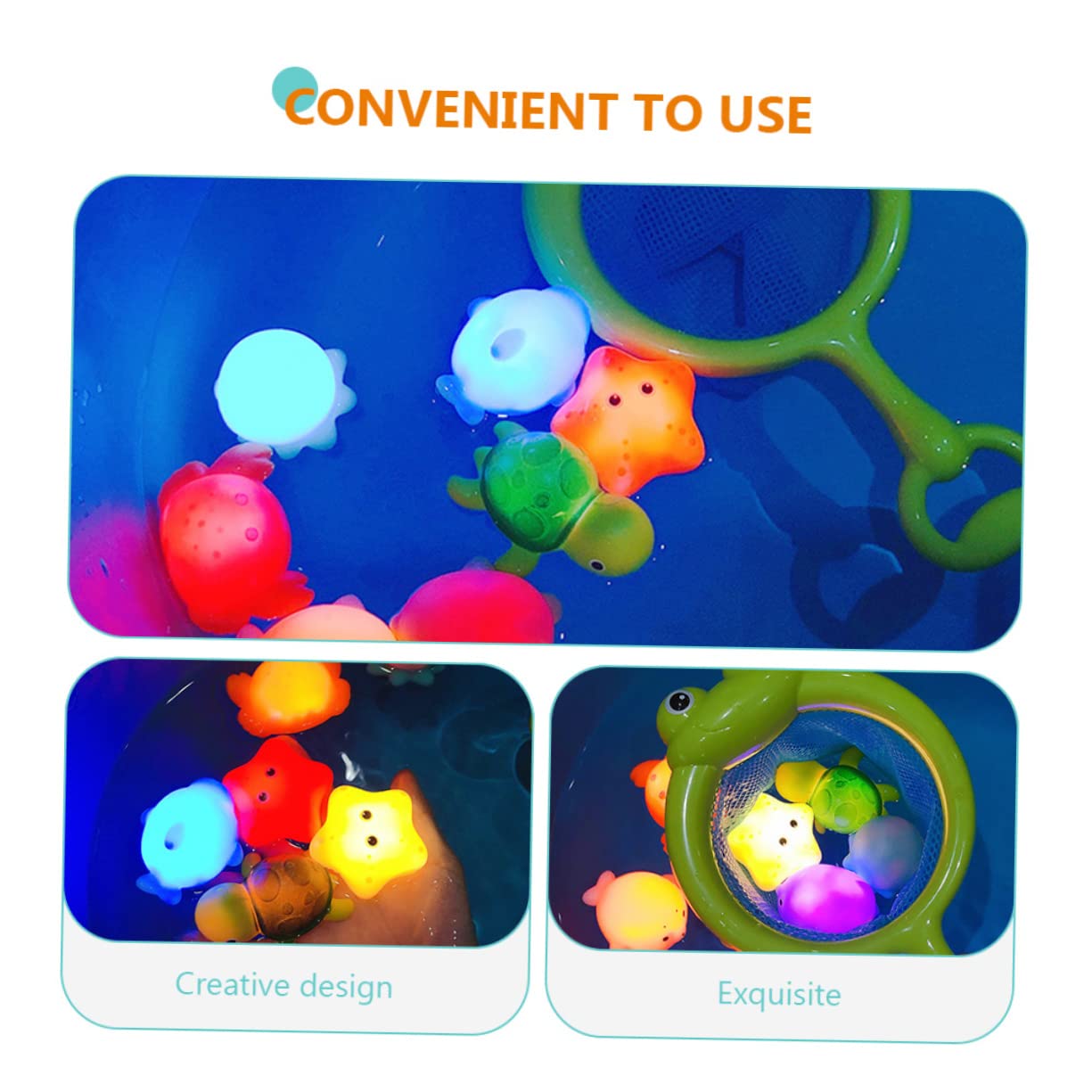 FAVOMOTO 2 Pack Mesh Fishing Net Bath Toys - Squeeze Water Toys for Kids, Bathtub Play Set with Plastic Fish - Fun Bath Time Games for Toddlers & Children