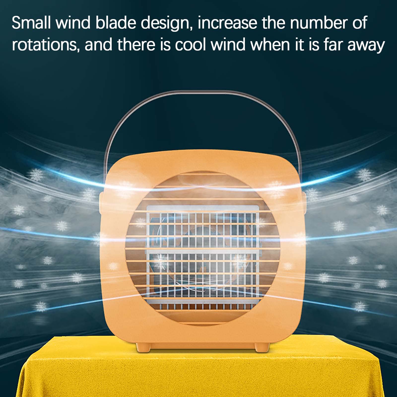 Portable Air Conditioner Fan - 3 Speed Mini Evaporative Cooler with USB Charging, Handle & Humidifier for Home, Office, Bedroom - Perfect for Summer Cooling & Personal Space Comfort (Orange)